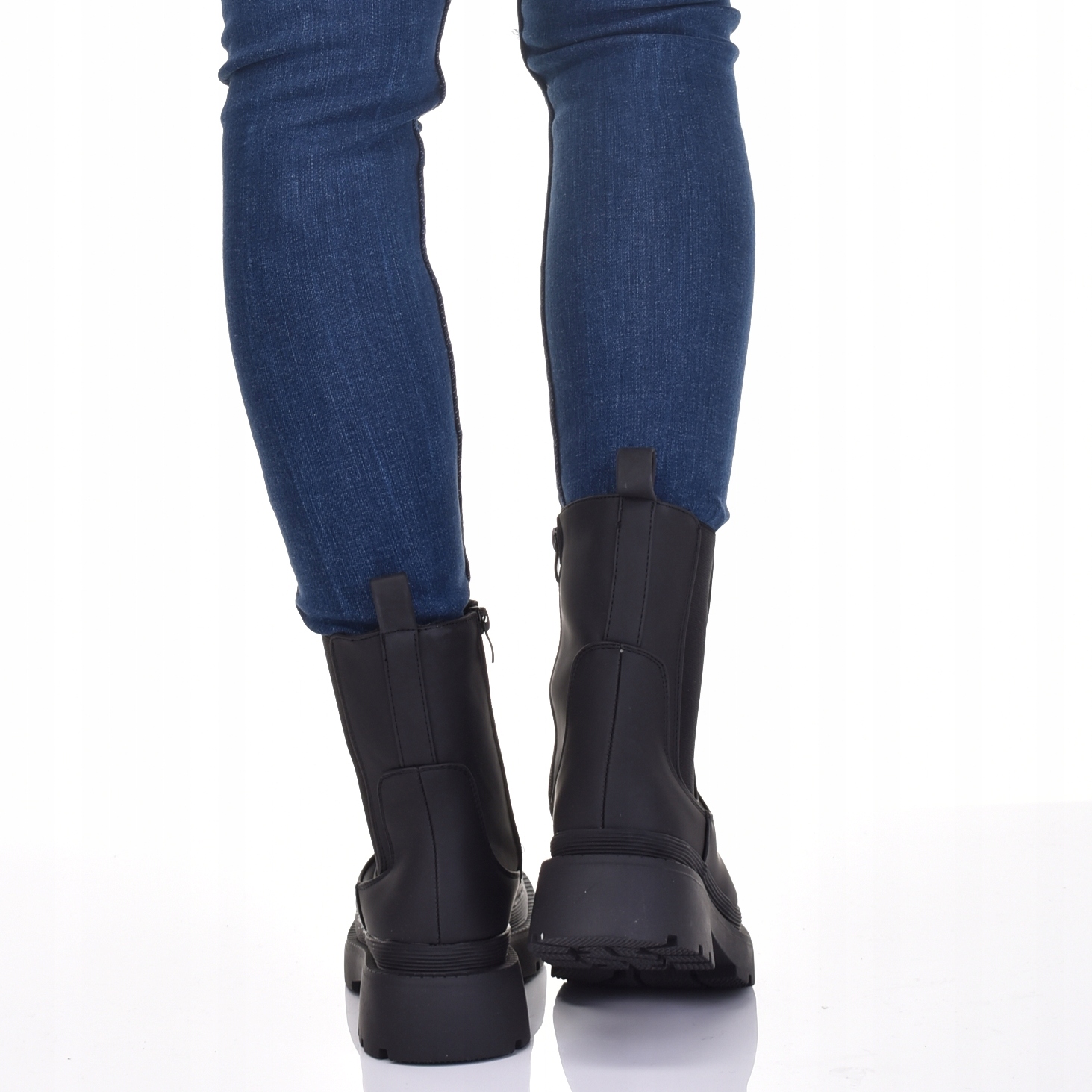 KLASYCZNE SZTYBLETY BOTKI WIOSENNE DAMSKIE CZARNE NA OBCASIE Marka bez marki