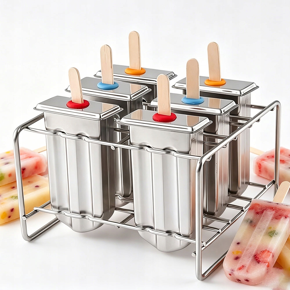 Forma na zmrzlinu ocelová 6 Kusů s těsněním bez Bpa pro myčku nádobí stojan