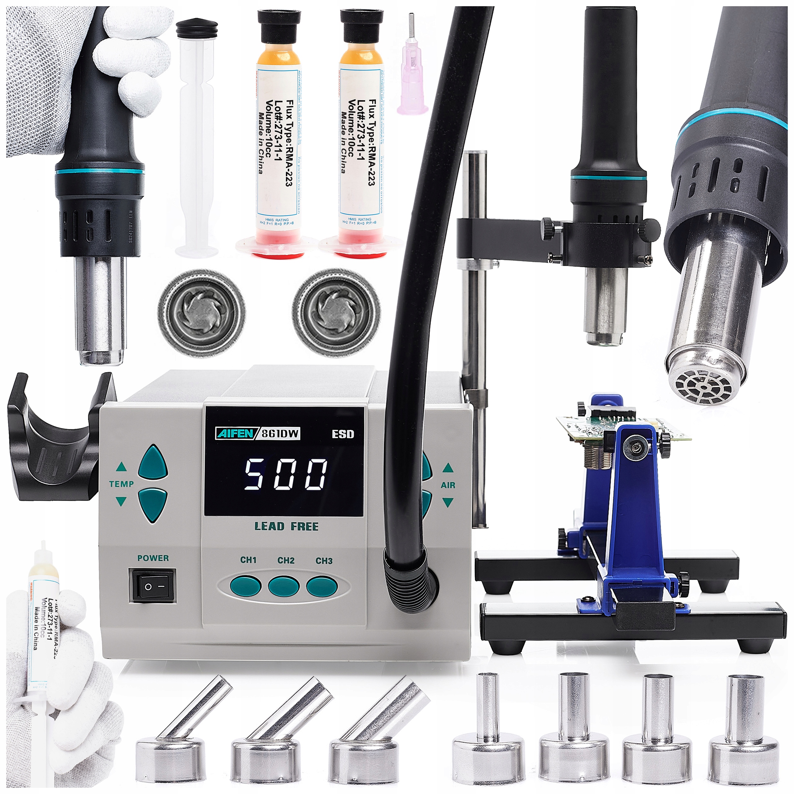 Stacja Hot Air Na Gorące Powietrze Spawarka Aifen 861DW Uchwyt Kolby I Pcb