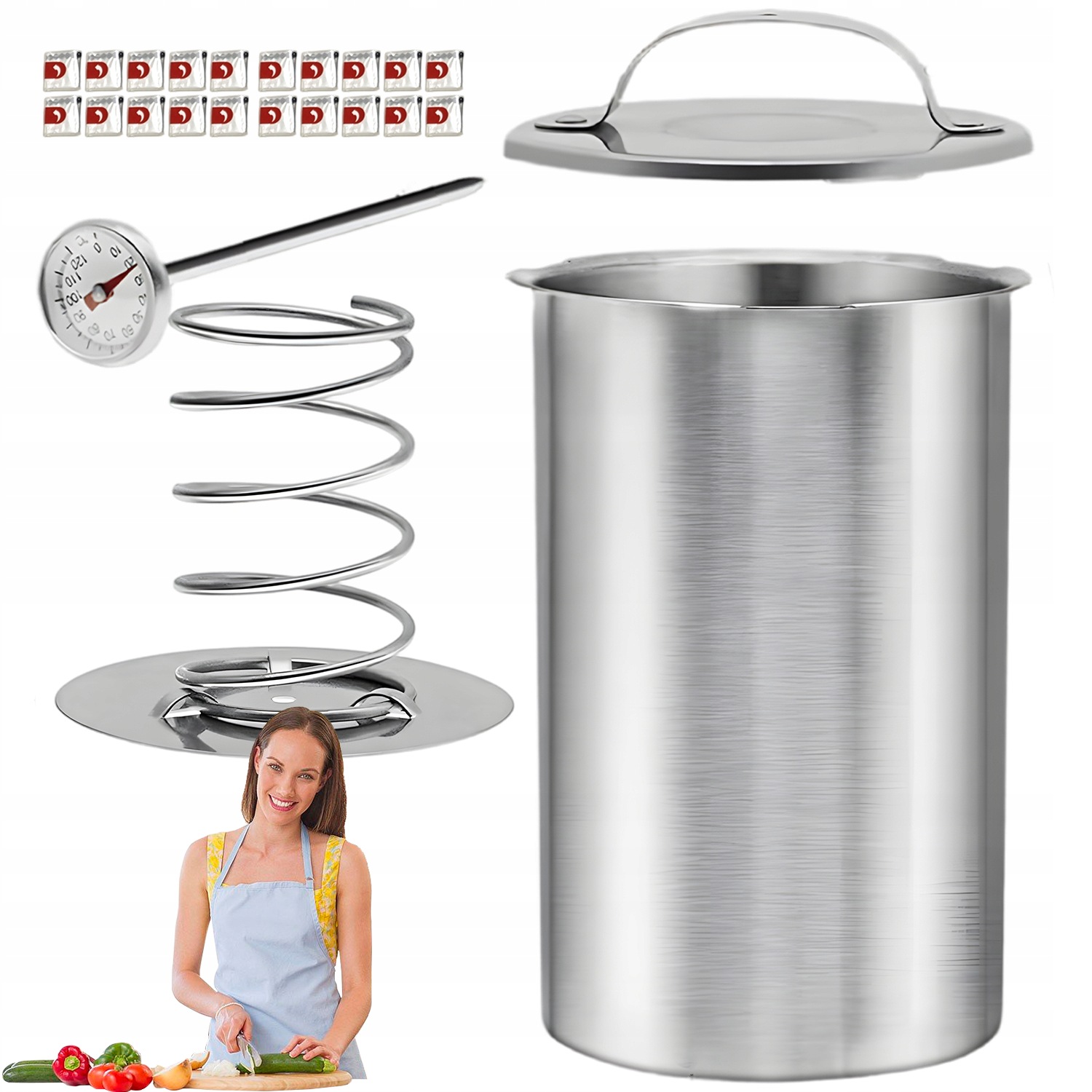 Ham Stainless Steel Pot S Teploměrem Na Uzeniny Sáček Na Vaření