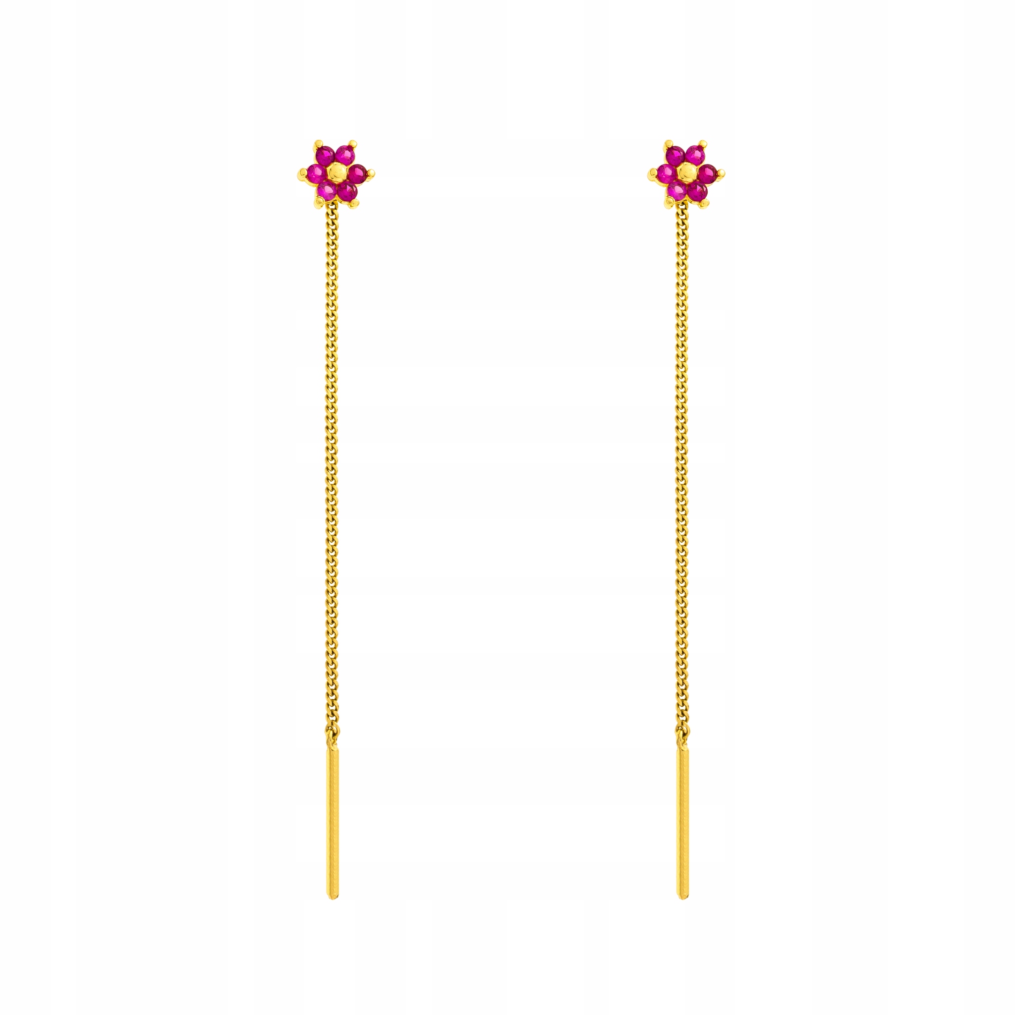 Zlaté náušnice s růžovou květinou – pr.585
