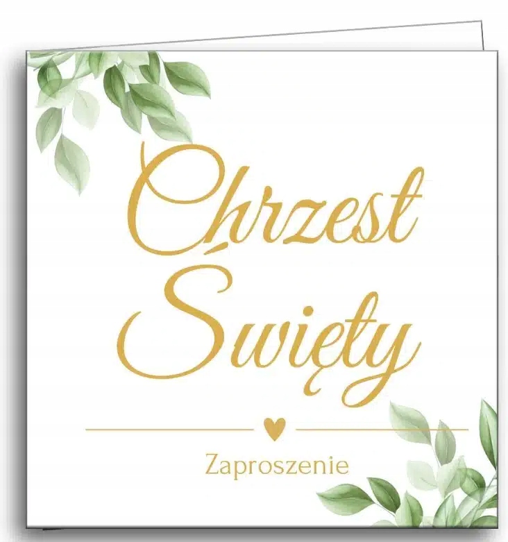 ZAPROSZENIE NA CHRZEST ŚWIĘTY STÓPKI 10SZT. LISTKI 14x14cm