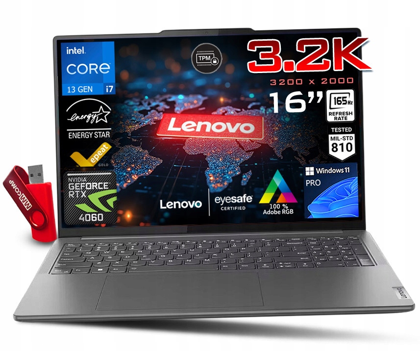 Notebook Lenovo Yoga Pro 9 Intel i7 16GB 2TB Ssd 16" 3200x2000 165Hz Rtx W11