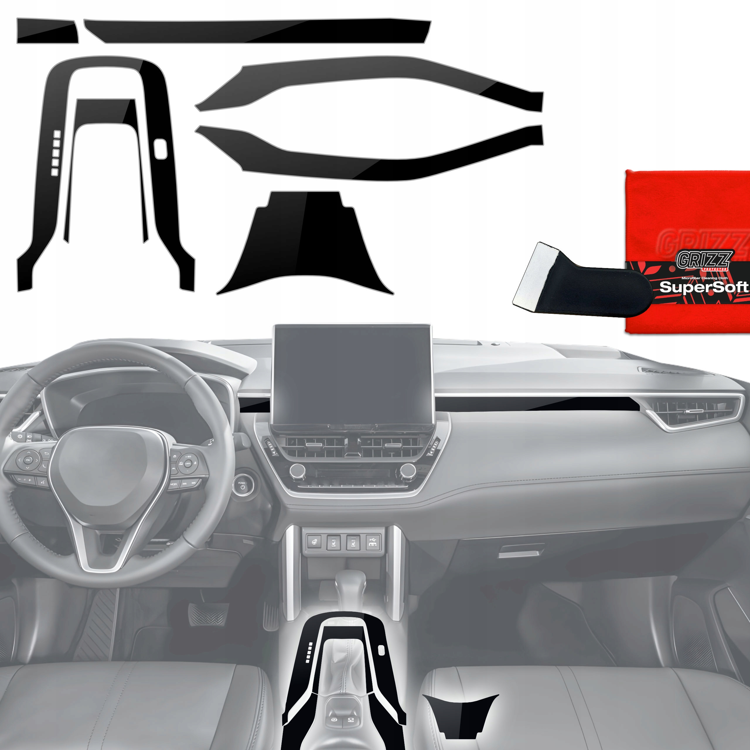 Fólie do interiéru Toyota Corolla (2019-2025) Grizz 7v1 Černá Lesklá