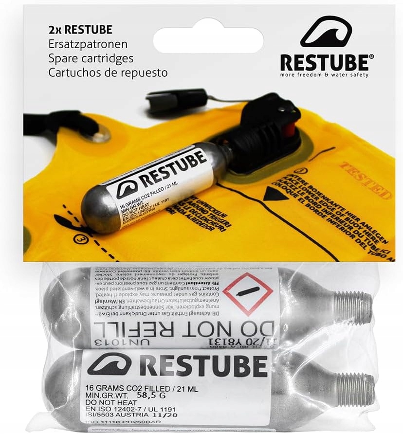 Náboje CO2 16g pro pneumatické bójky Restube 2-Pack