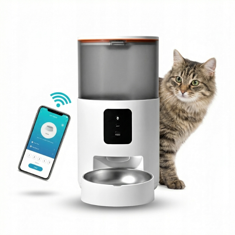 Levně Automatický Dávkovač Krmiva Pro Kočky 3L Zásobník Krmiva Wifi
