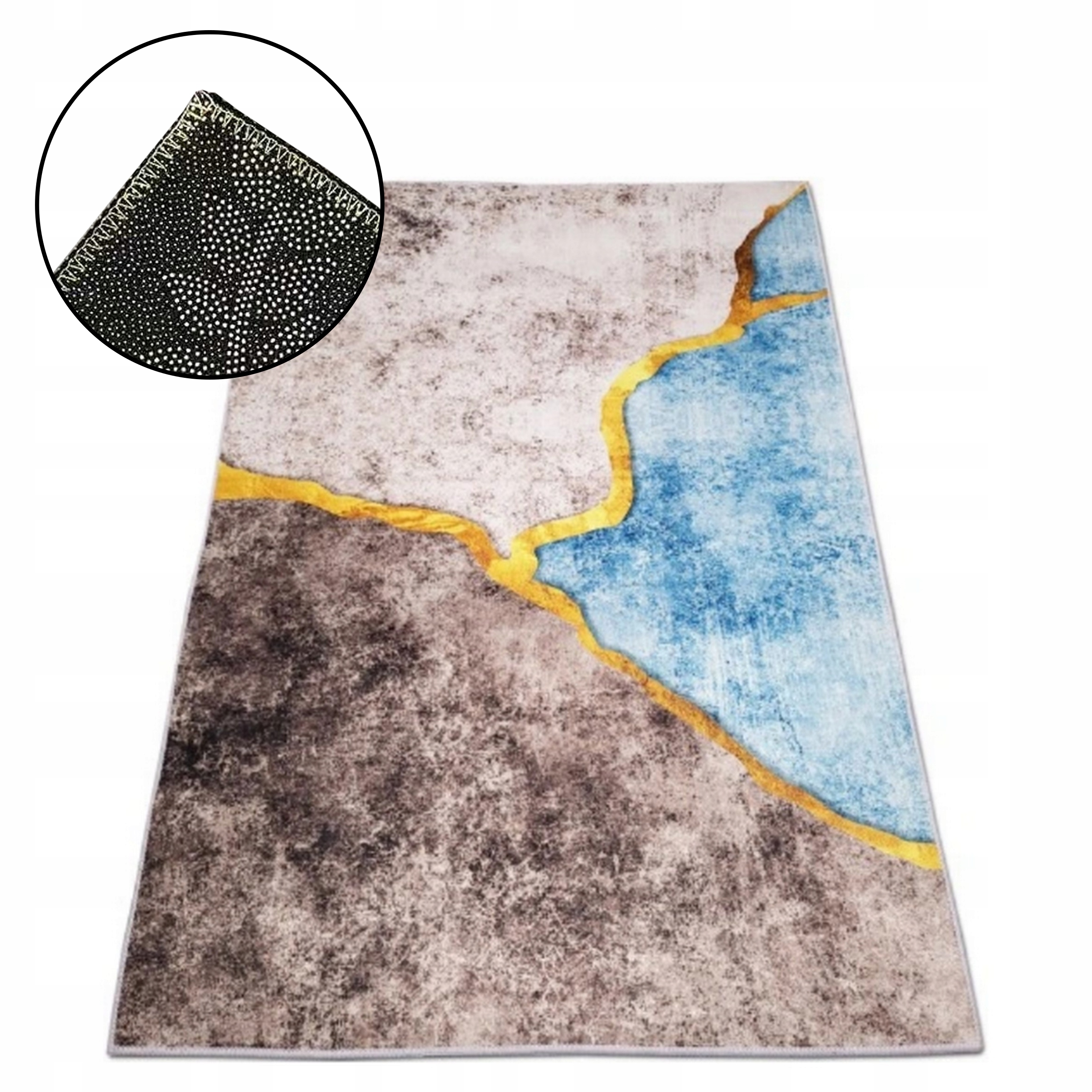 Koberec Do Obývacího Pokoje 160x220 CM Hnědomodrý Vintage Retro Protiskluzový