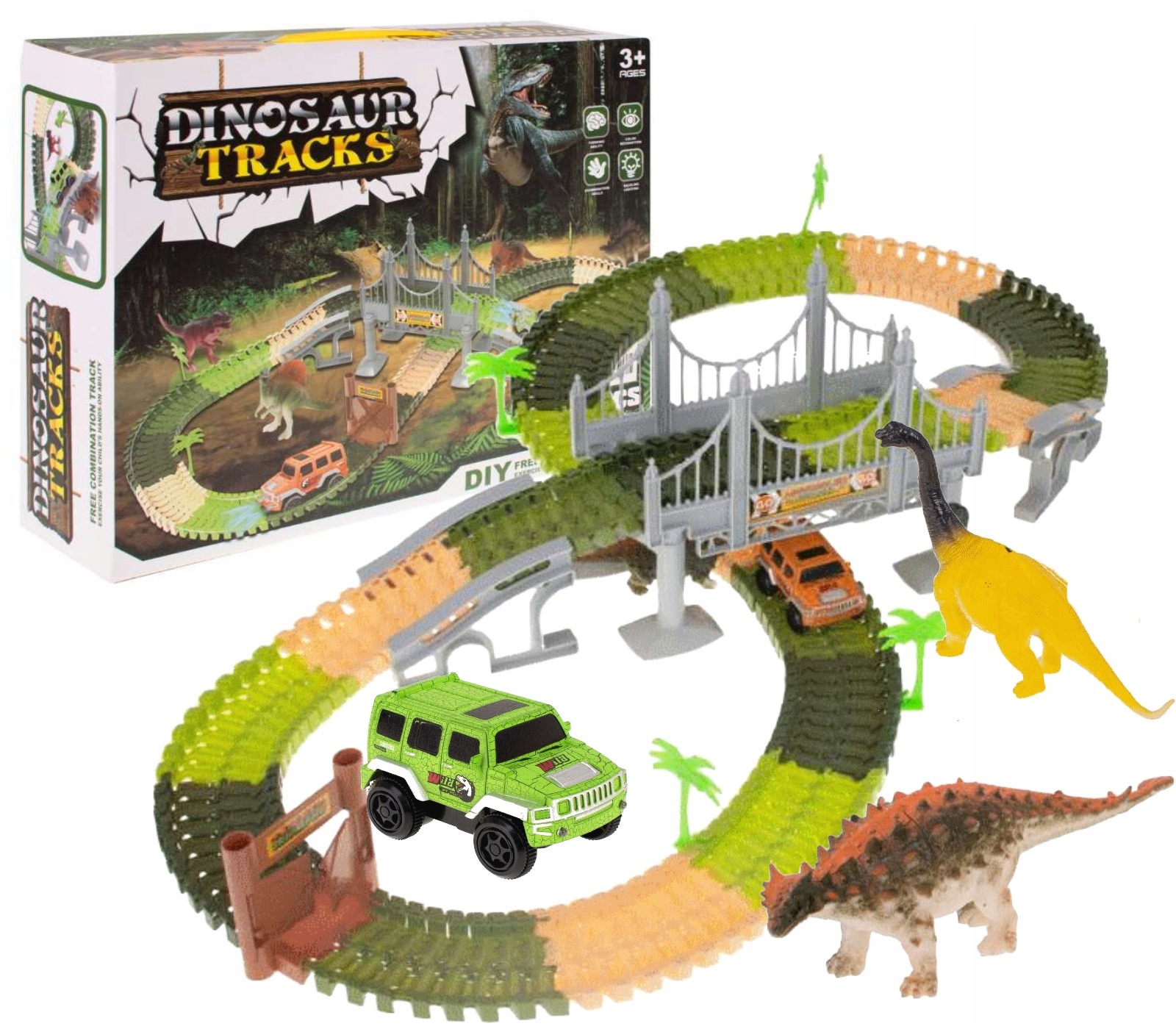 MAGIC TRACK TOR SAMOCHODOWY DINOSAUR 192 el. most Rodzaj pojazdu tor samochodowy