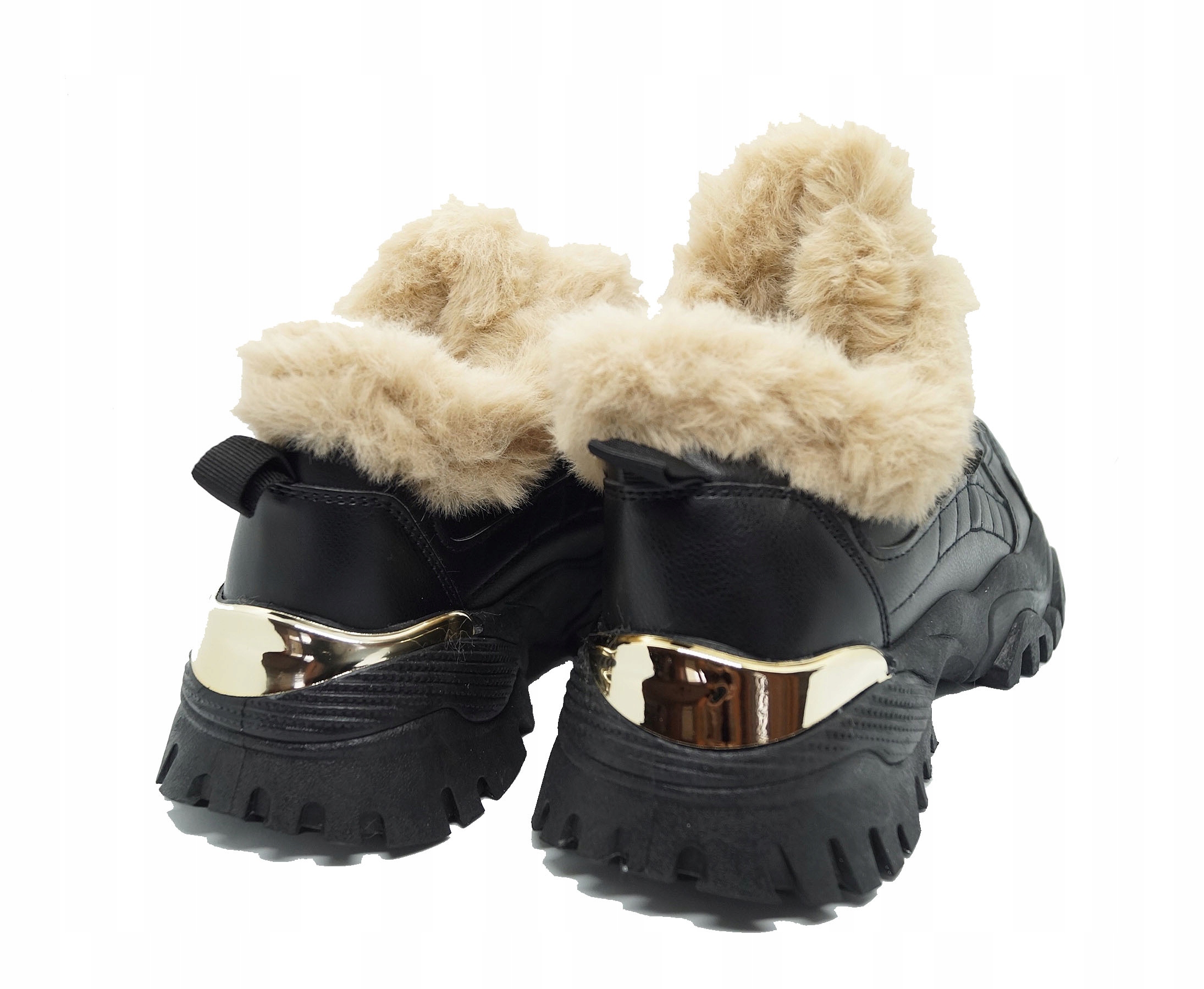 BOTKI DAMSKIE SPORTOWE ZIMOWE ŁAŃCUCH CZARNE R40 Kolor czarny