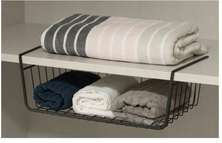 KOSZ KOSZYK PODWIESZANY POD PÓŁKĘ ORGANIZER CZARNY METALOWY Marka inna