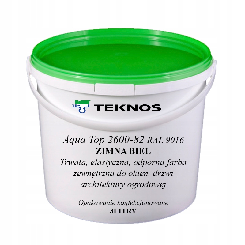 Biała farba Teknos renowacja okien i drzwi Aqua Top 2600-82 9016 3L
