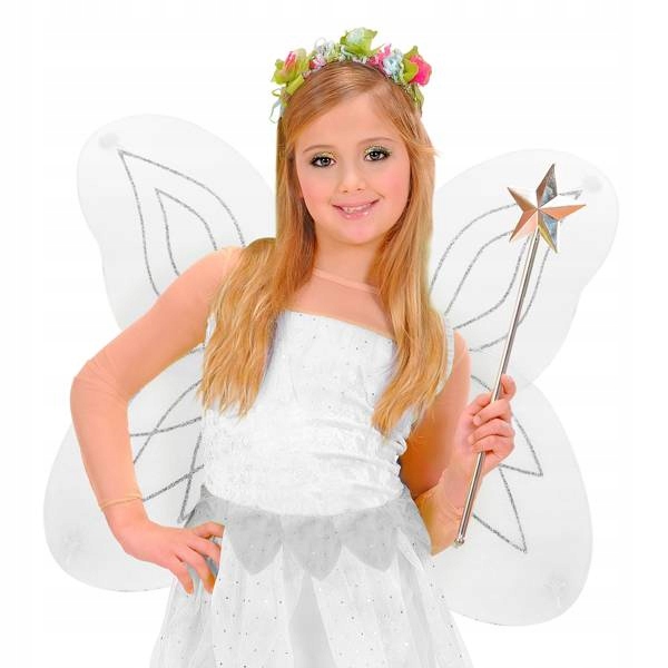 SKRZYDŁA BIAŁE BROKATOWE WRÓŻKI ANIOŁA 58X46 CM Kolor biały