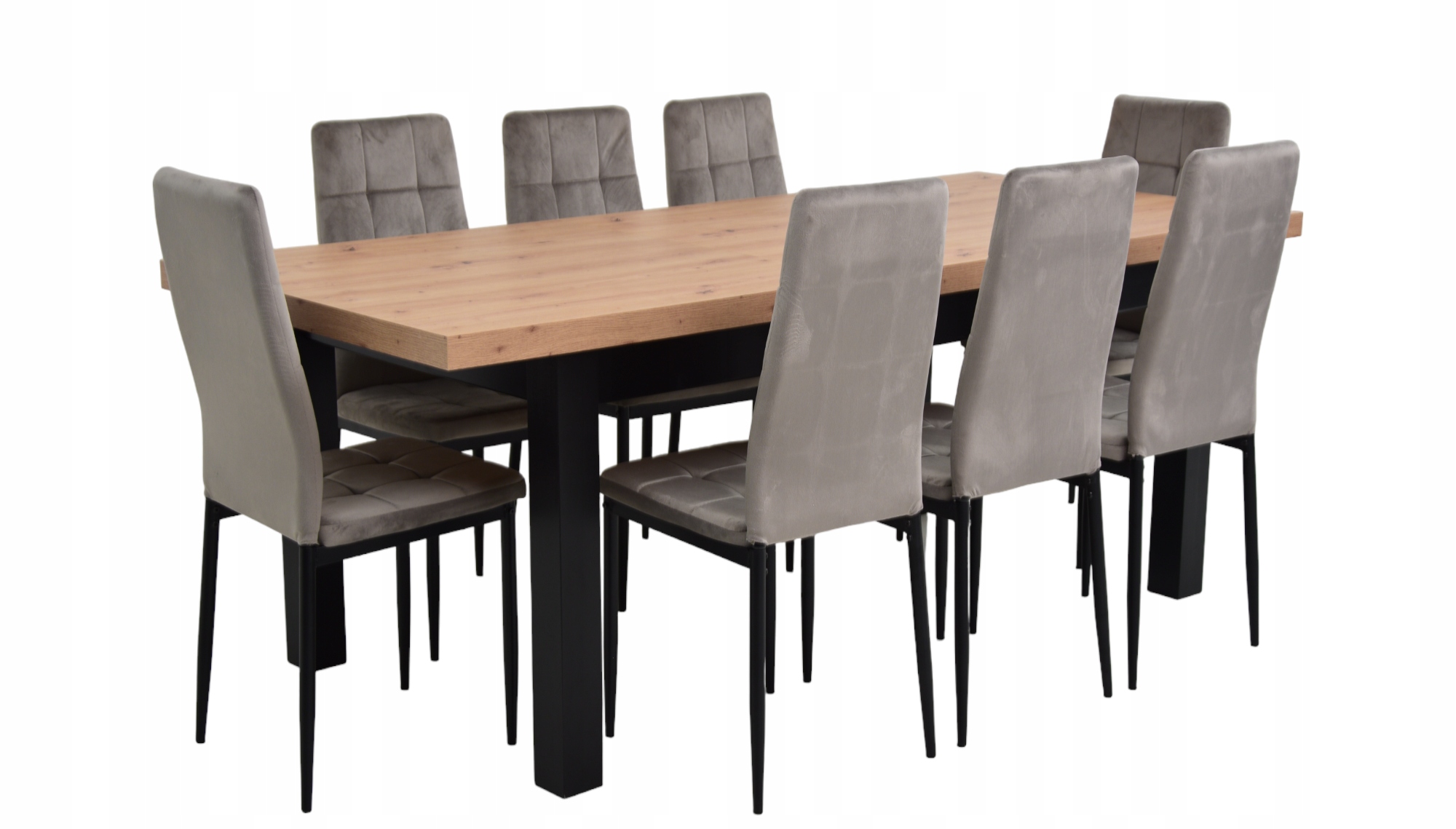 ZESTAW STÓŁ+8 KRZESEŁ DLA DUŻEJ RODZINY DO SALONU Kształt blatu prostokątny