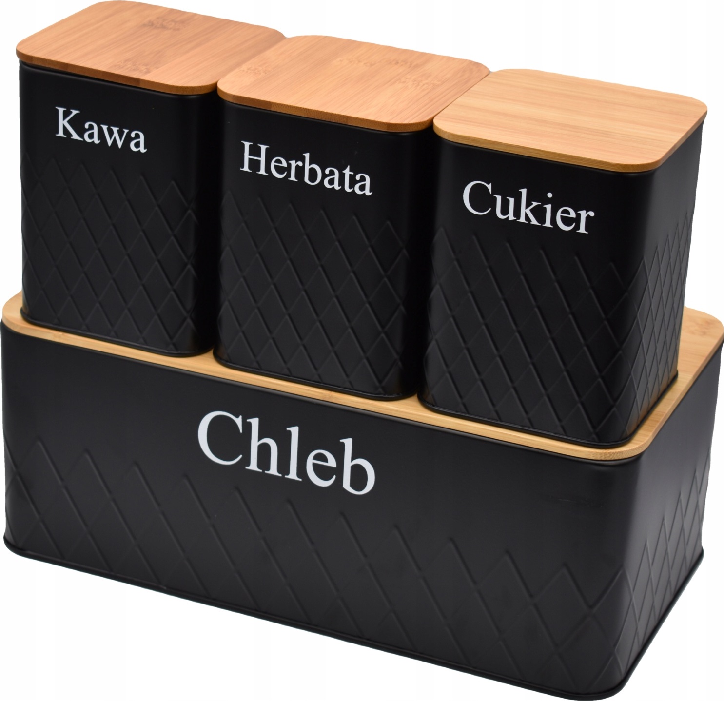 CHLEBAK ZESTAW POJEMNIK KAWA HERBATA CUKIER BAMBUS