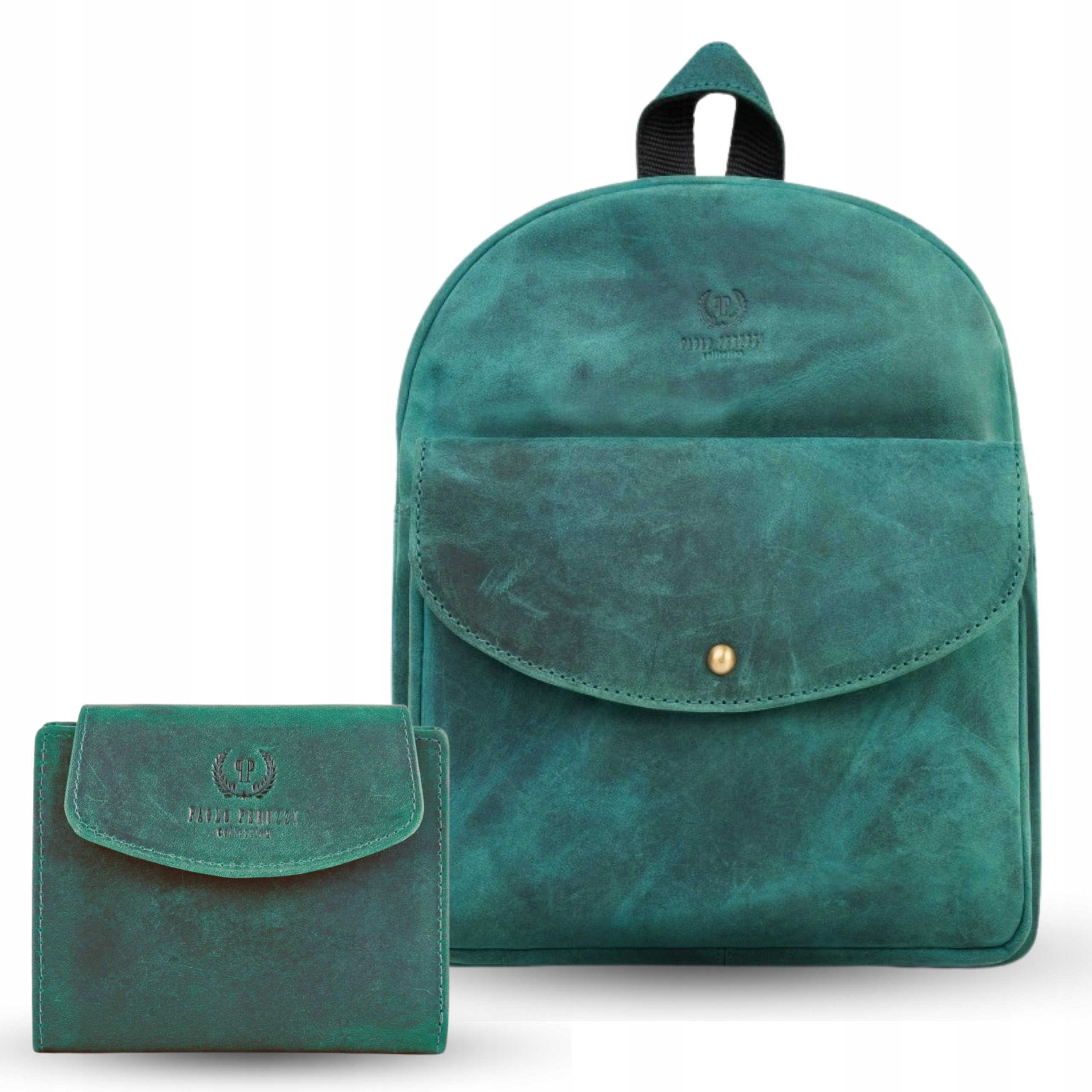 Dámská kožená peněženka zelená T-12-GR a dámský městský batůžek vintage