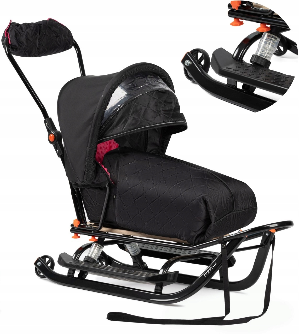 Sanki Jee Vip z Budką Kółka Amortyzatory dla Dzieci Śpiwór Mufka Minky