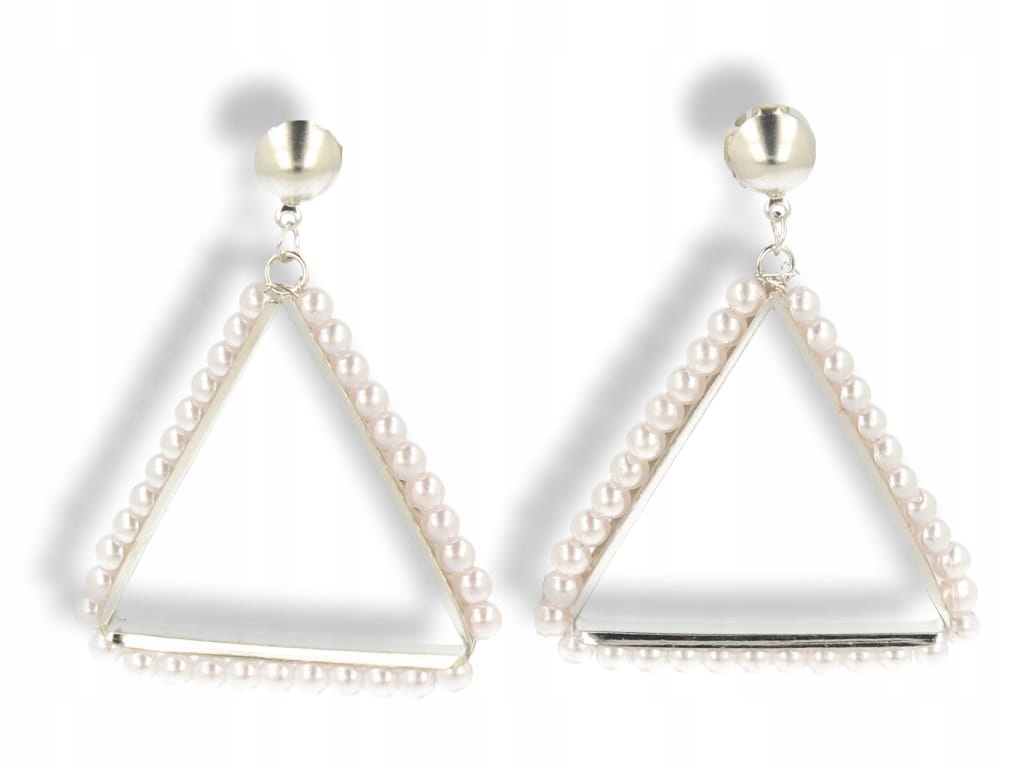 Klipsy do uszu srebrne trójkątne perły