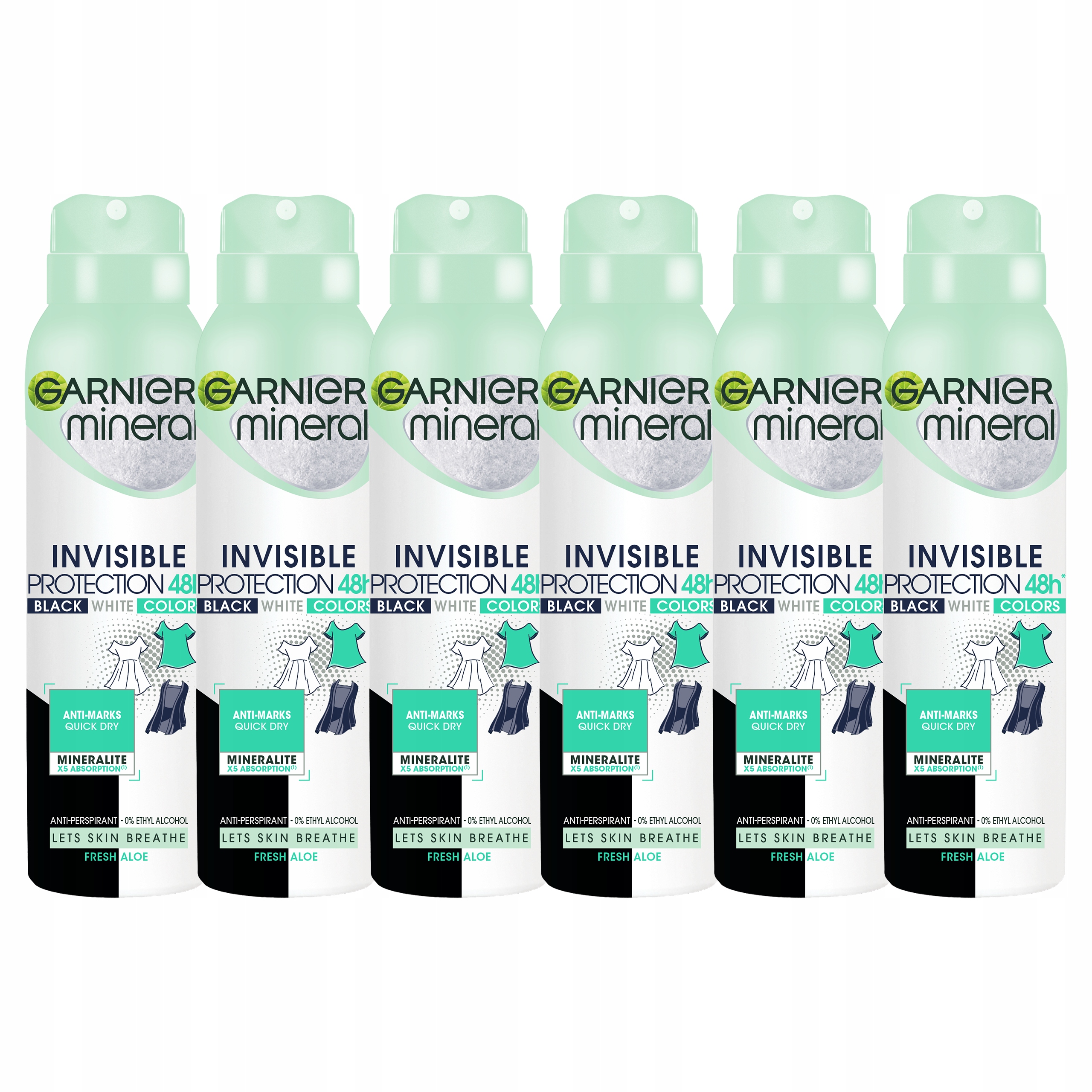 Zestaw 6x Garnier Mineral Fresh Aloe Spray Antyperspirant dla Kobiet