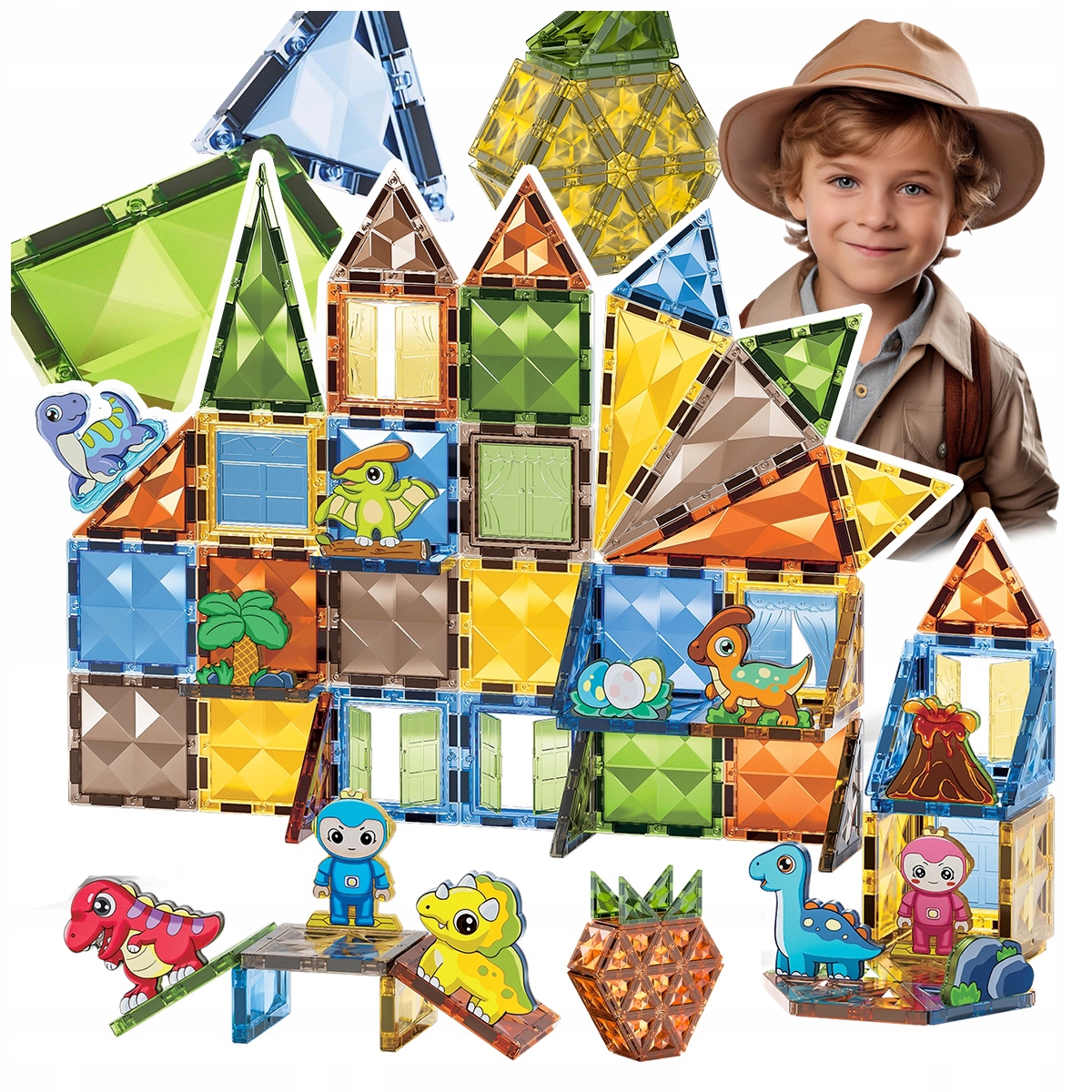 MÁGNESES ÉPÍTŐKOCKÁK GYEREKEKNEK MAGNETIC BLOCKS SZETT 90 DB-OS Termékmagasság 23 cm