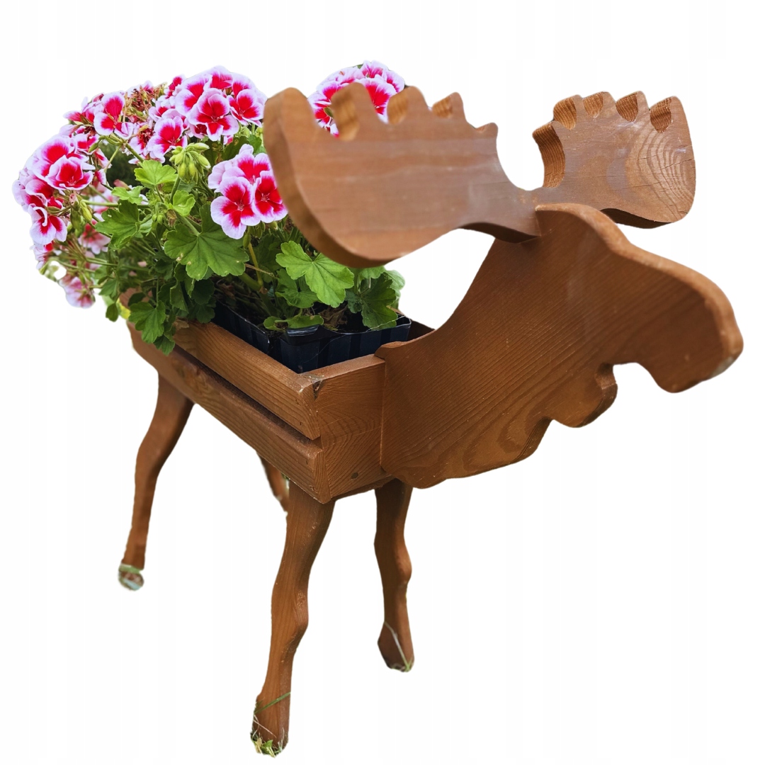 Boho kwietnik drewniany ogrodowy stojący donica Łoś brąz