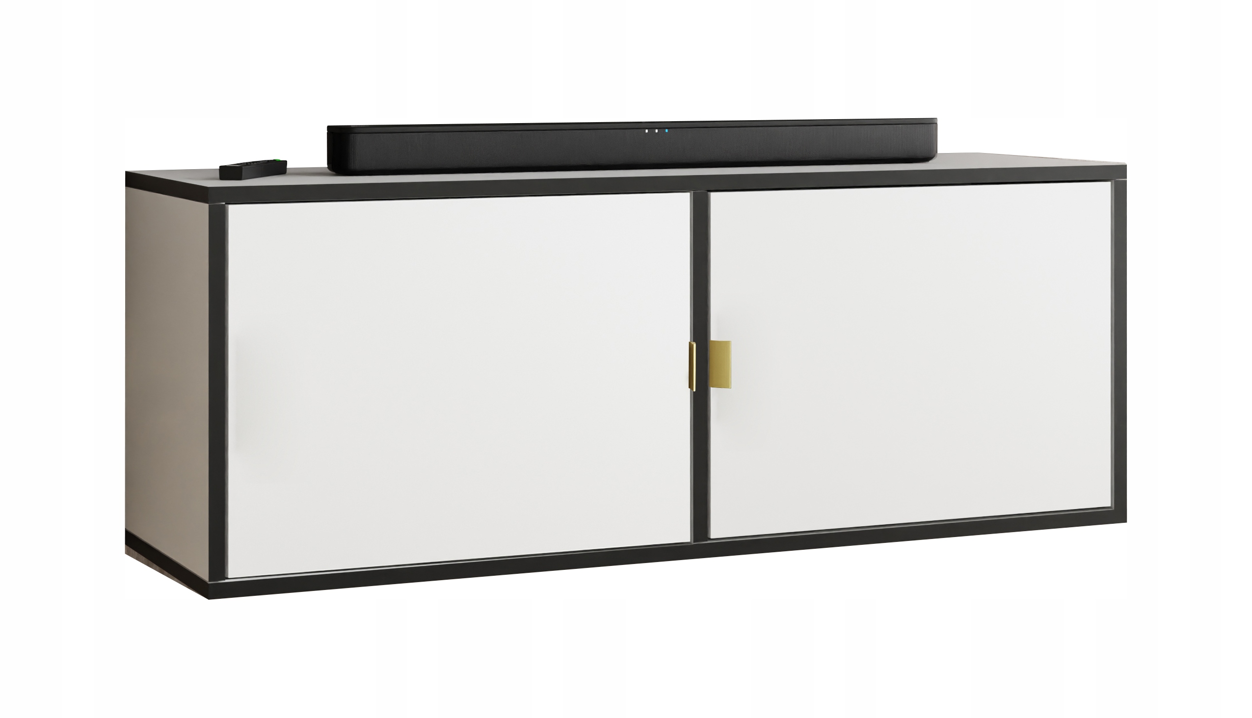 Rtv skříňka Luna 2 zlatá, úchytka s předními částmi, bílá