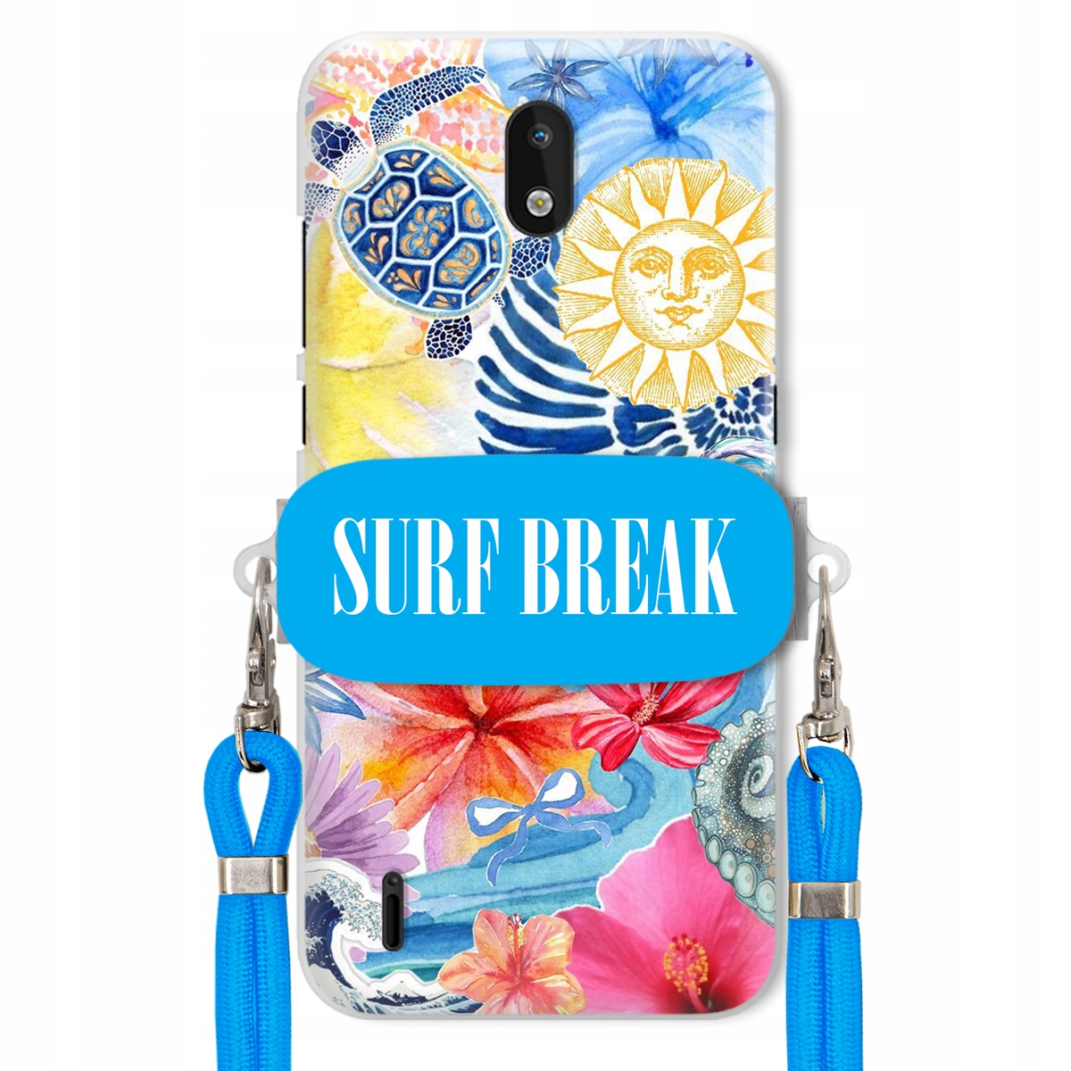 Puzdro pre Nokia 1.3 Vodítko Crossbody Blue Držiak Surf Break Prázdninový