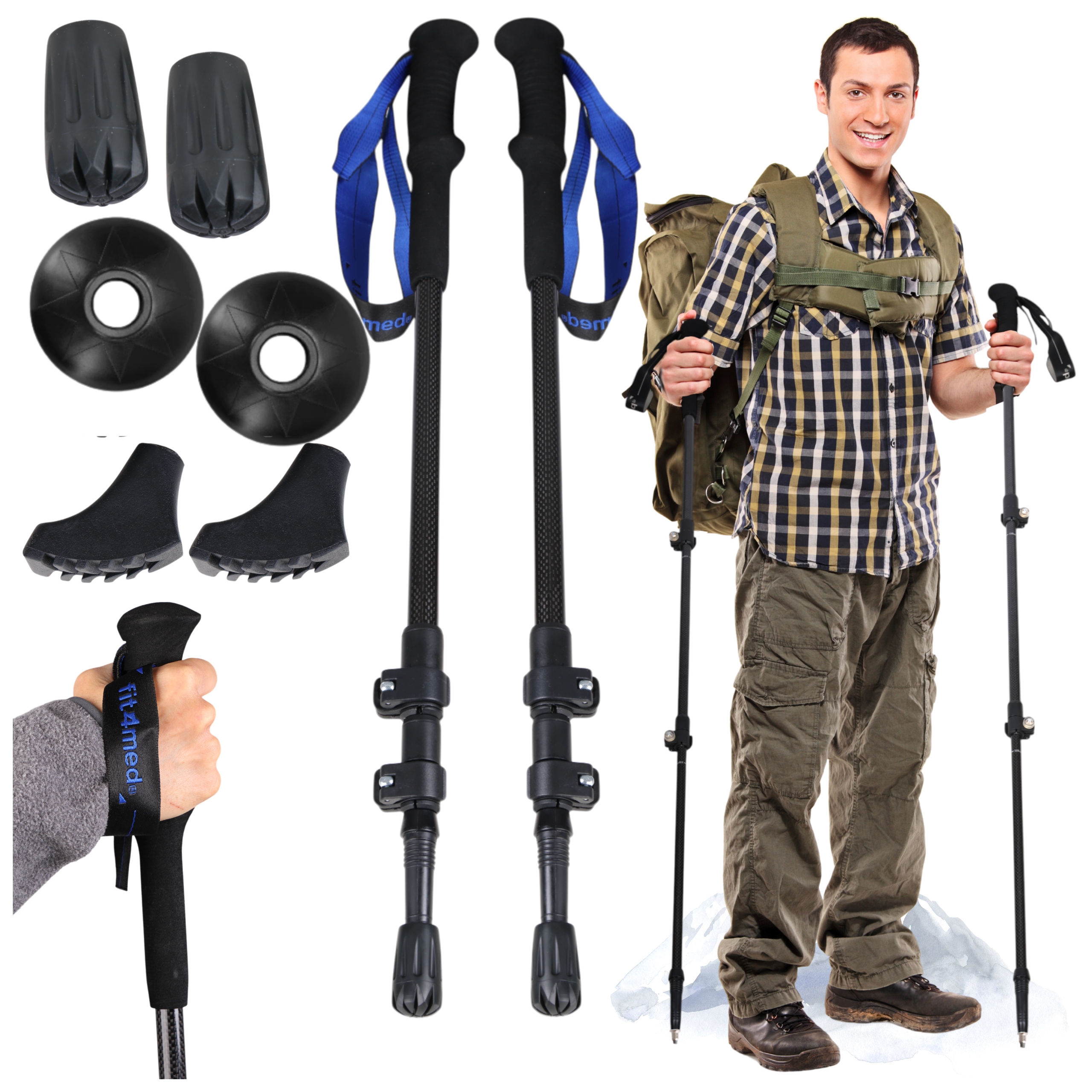 Karbonové Trekové Hole 3DÍLNÉ Nordic Walking 160 g Velmi Lehké