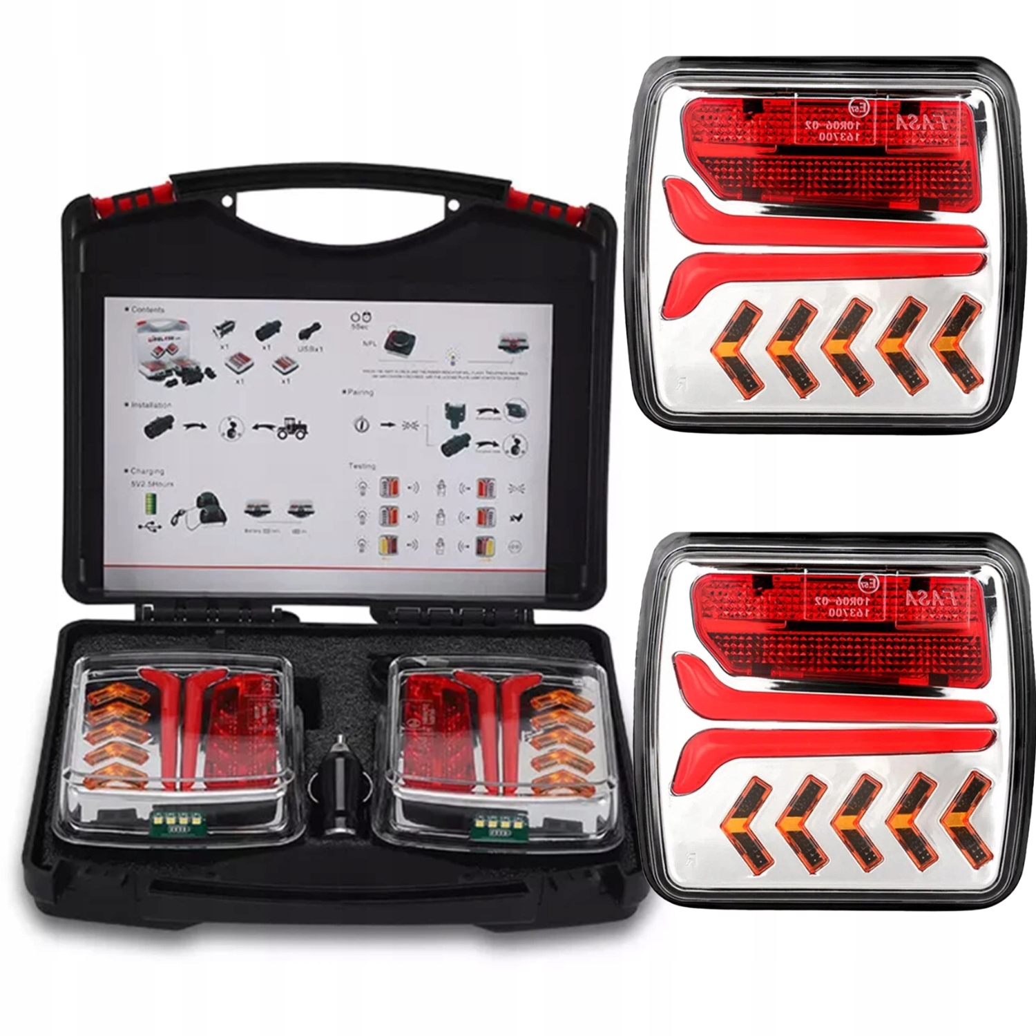 2 Bezdrátové Zadní Přívěsy Na Magnet Led Kufr 12V/24V IP65