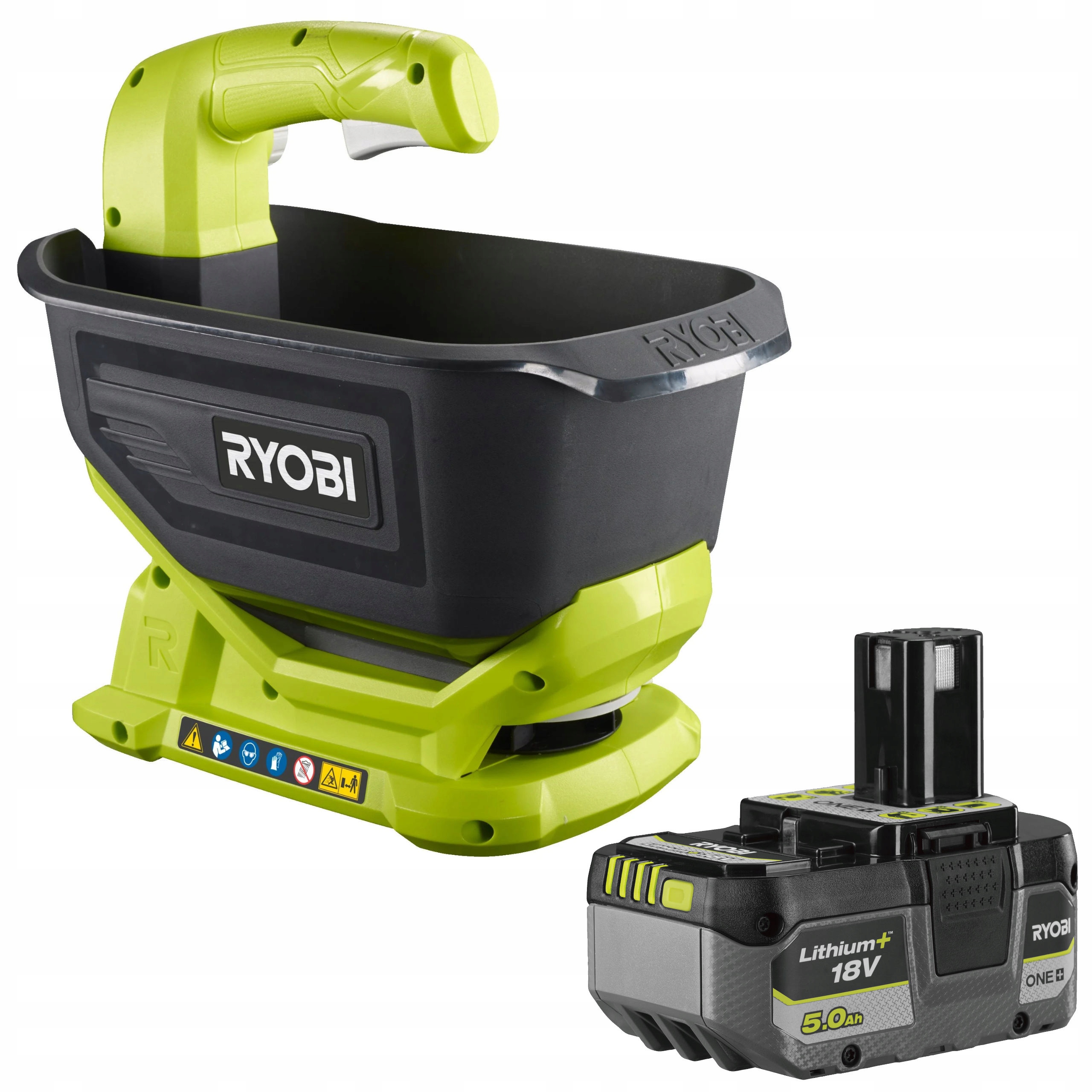 Ryobi Akumulátorový Secí Stroj Rozmetadlo 2M 4L Anti-clog OSS1800 5Ah RB18L5