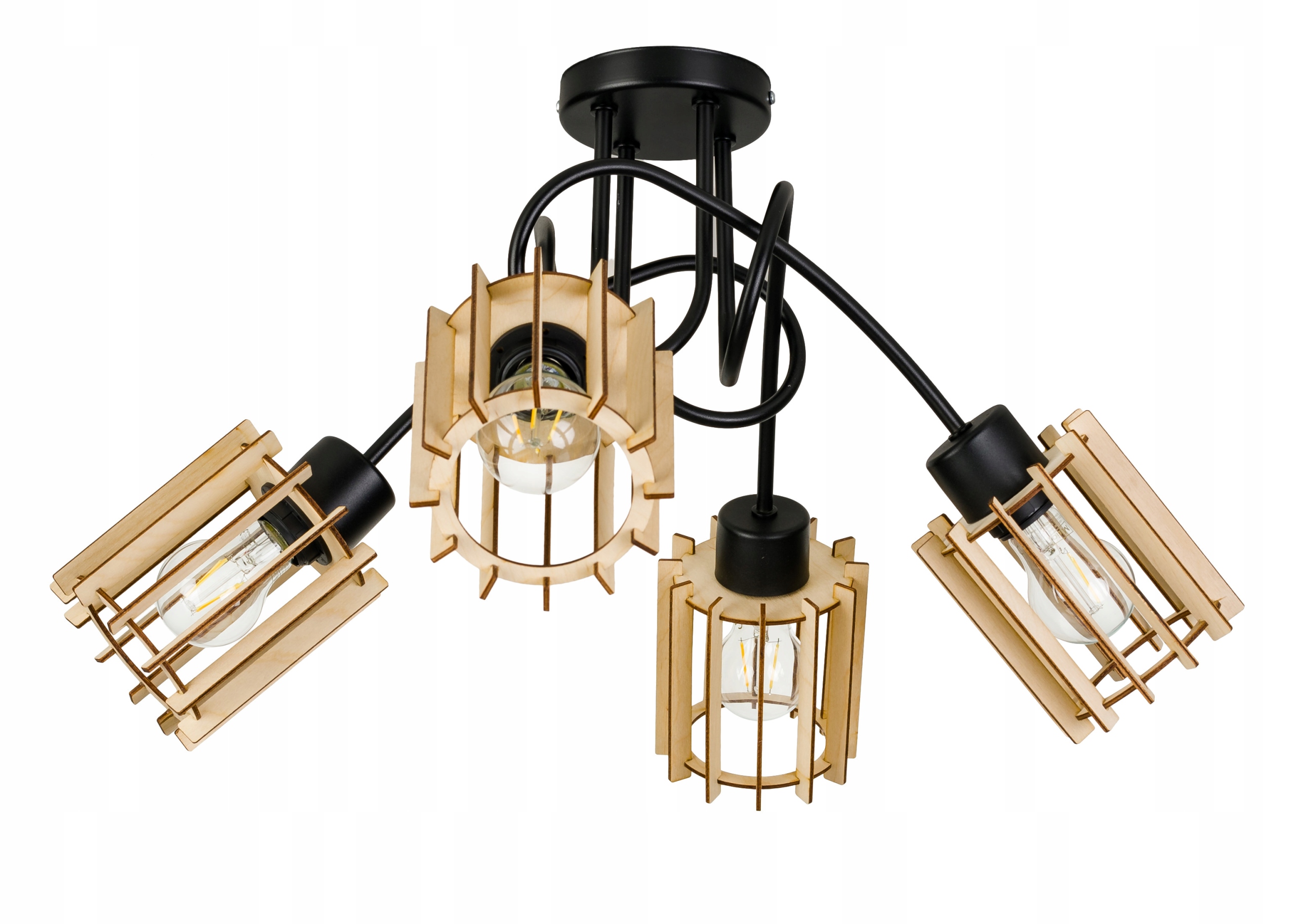 Stropní svítidlo závěsný lustr Loft dřevo na E27