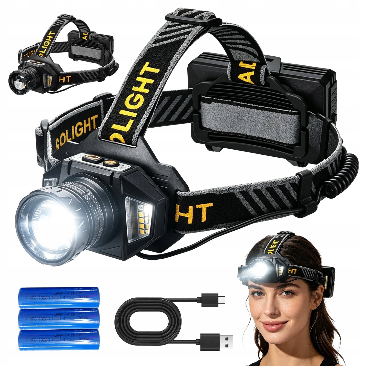 Čelovka Led 90 Stupňů Nastavení Reflexního Pásu Komfort Používání