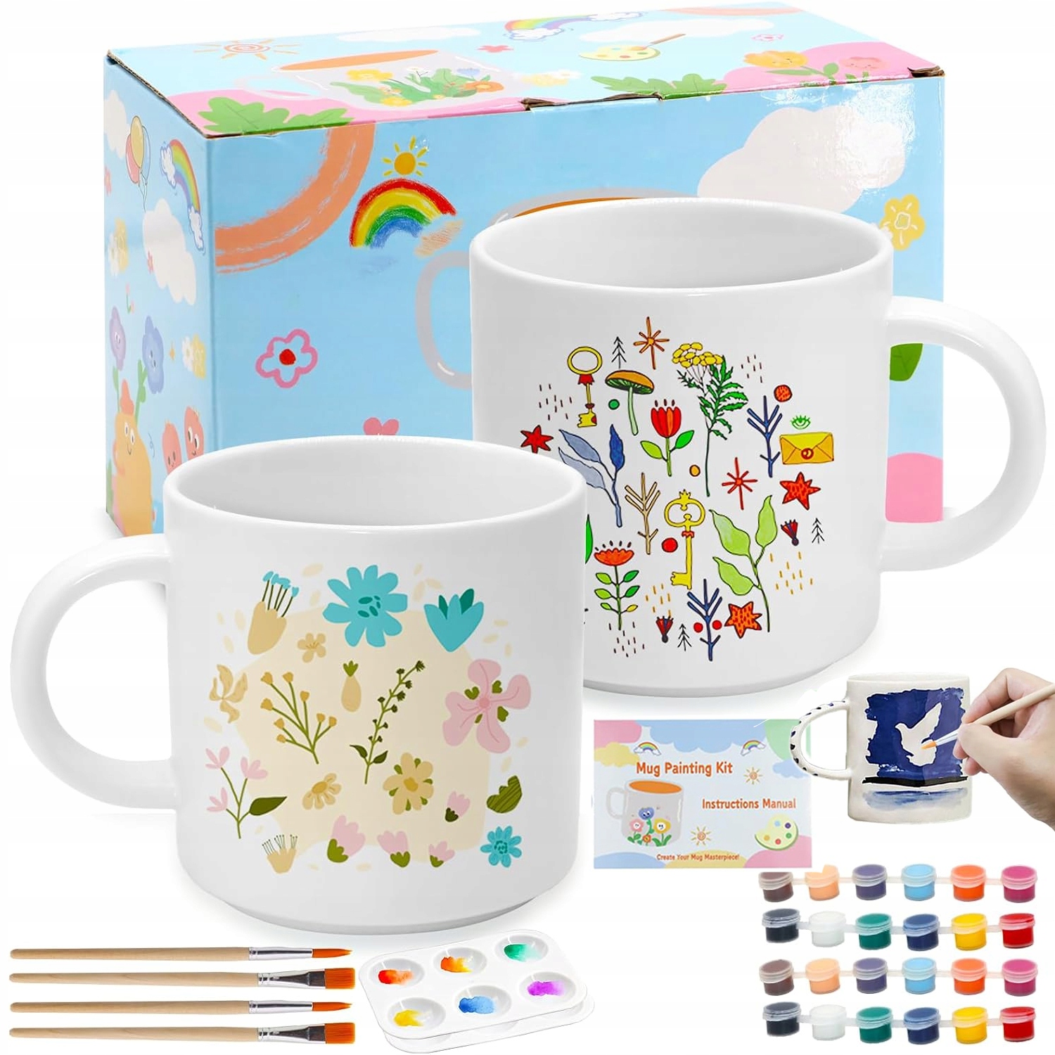 2x kubek Kreatywny Zestaw Artystyczny Kubki Porcelana Do Malowania Farbkami