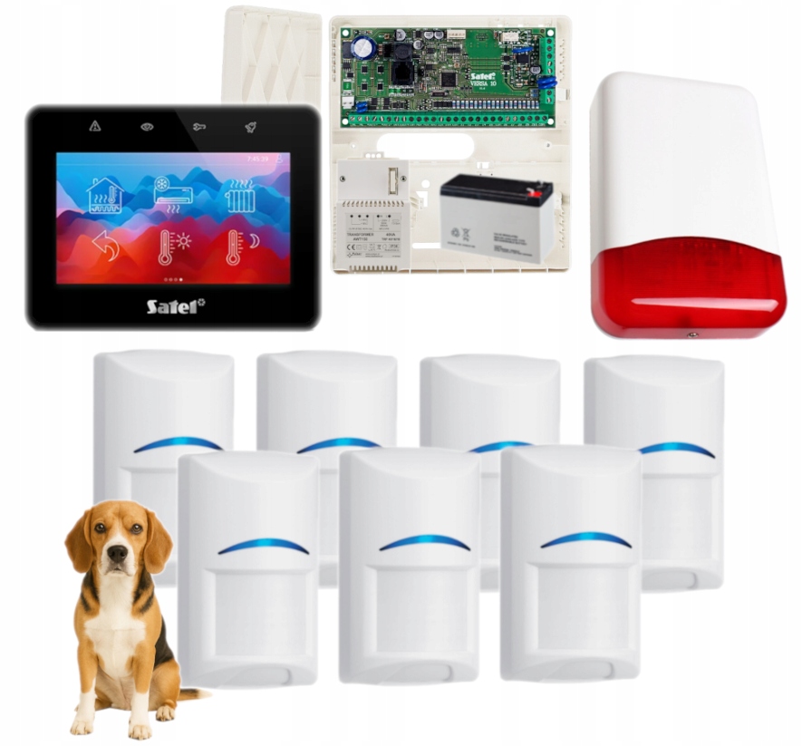 System Alarmowy Satel Versa 10 Panel Dotyk 7 Czujek Bosch Pet 20kg Syrena
