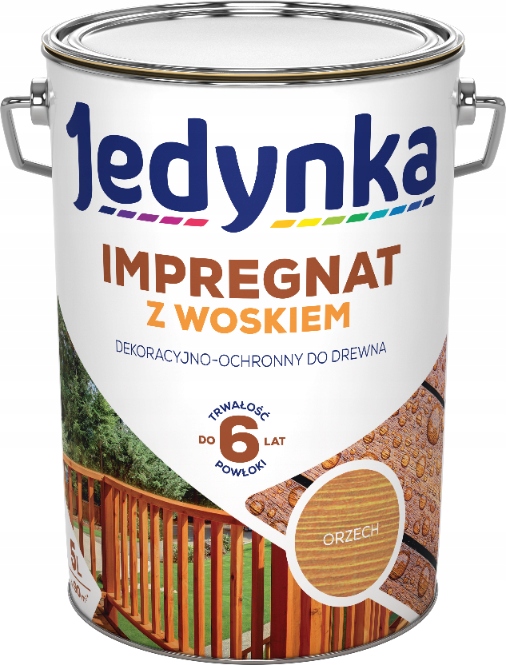 Jedynka Impregnat z woskiem do drewna orzech 5L Zabezpiecza Przed Uv