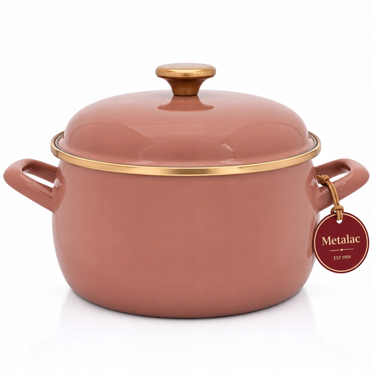 Garnek emaliowany z pokrywką 20cm 4.2L Metalac Mocha Mousse mokka
