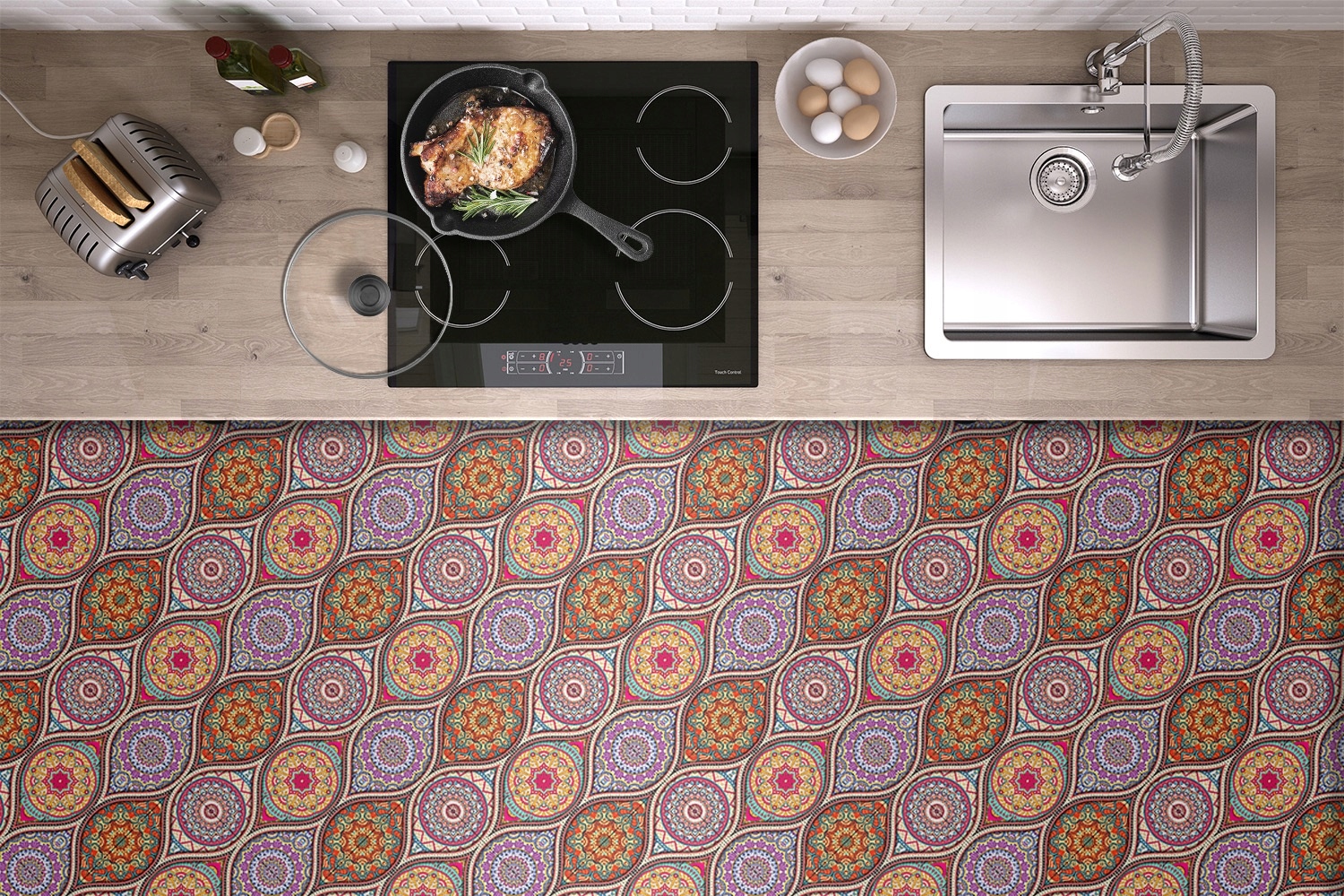 Kafel dekoracyjny płytka winyl Piękna mandala 9szt Marka Bluedecor