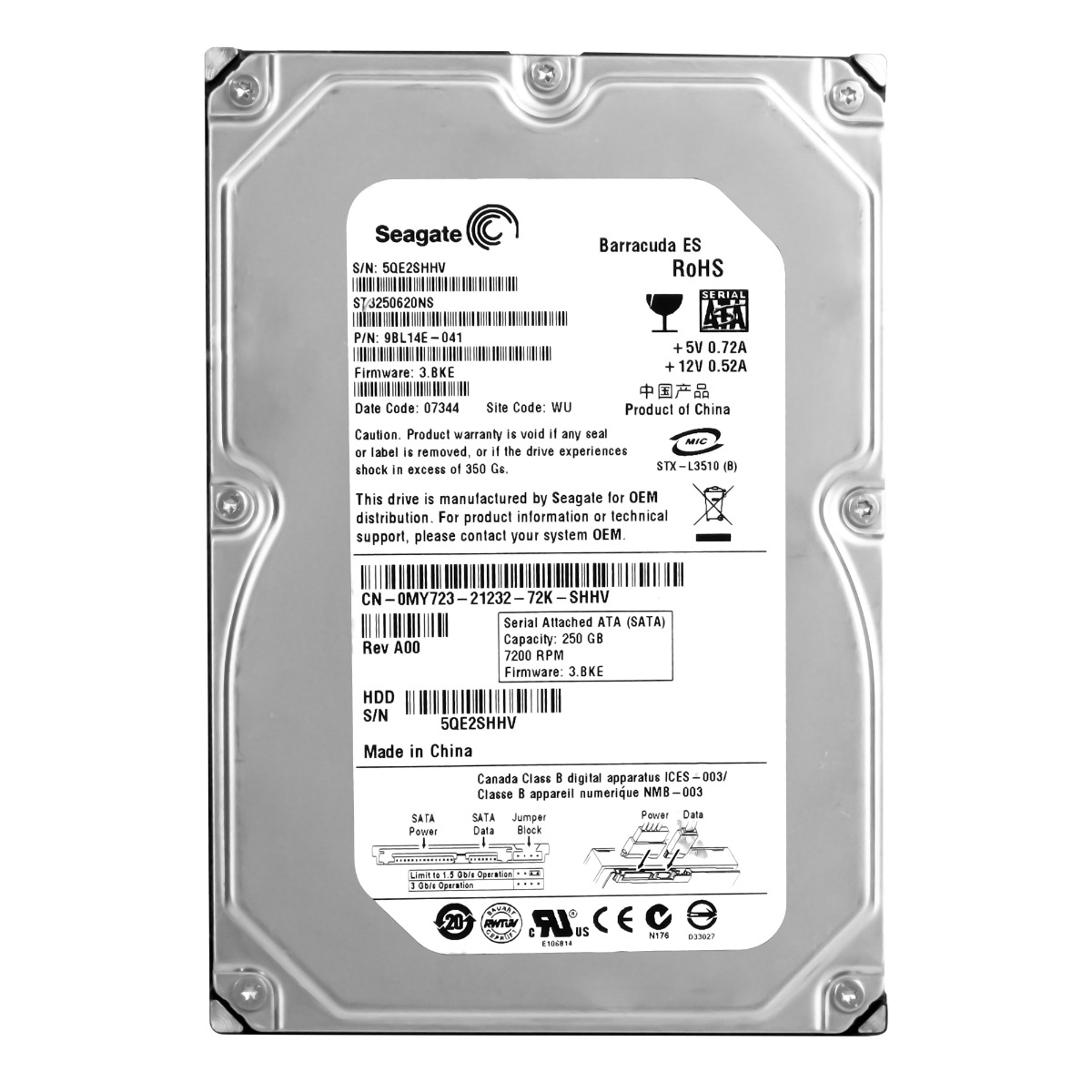 Dell 0MY723 250GB 7.2K 16MB Sata II 3.5'' ST3250620NS