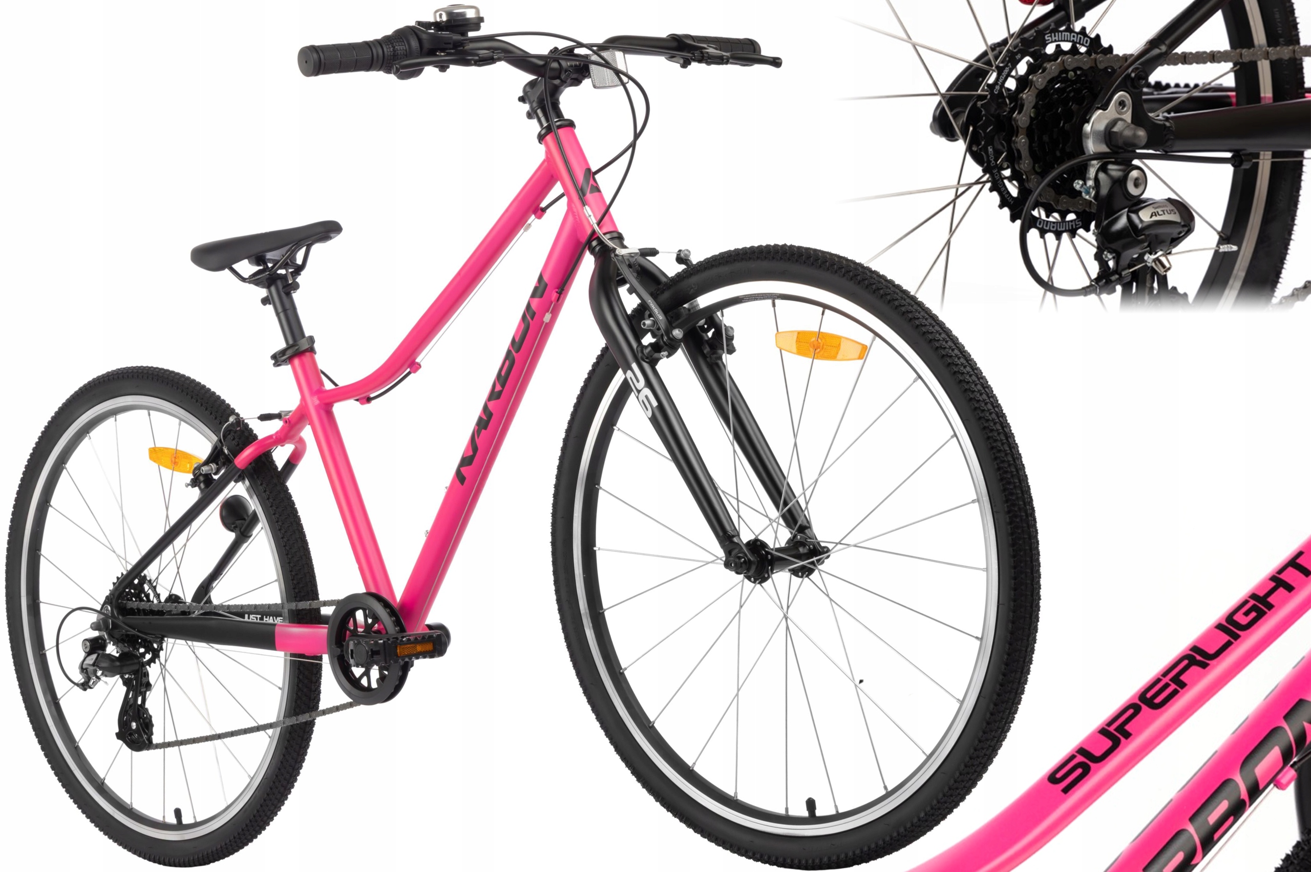 Rower 26" Karbon Superlight różowy R25 Lekki 9 Kg Jak Woom