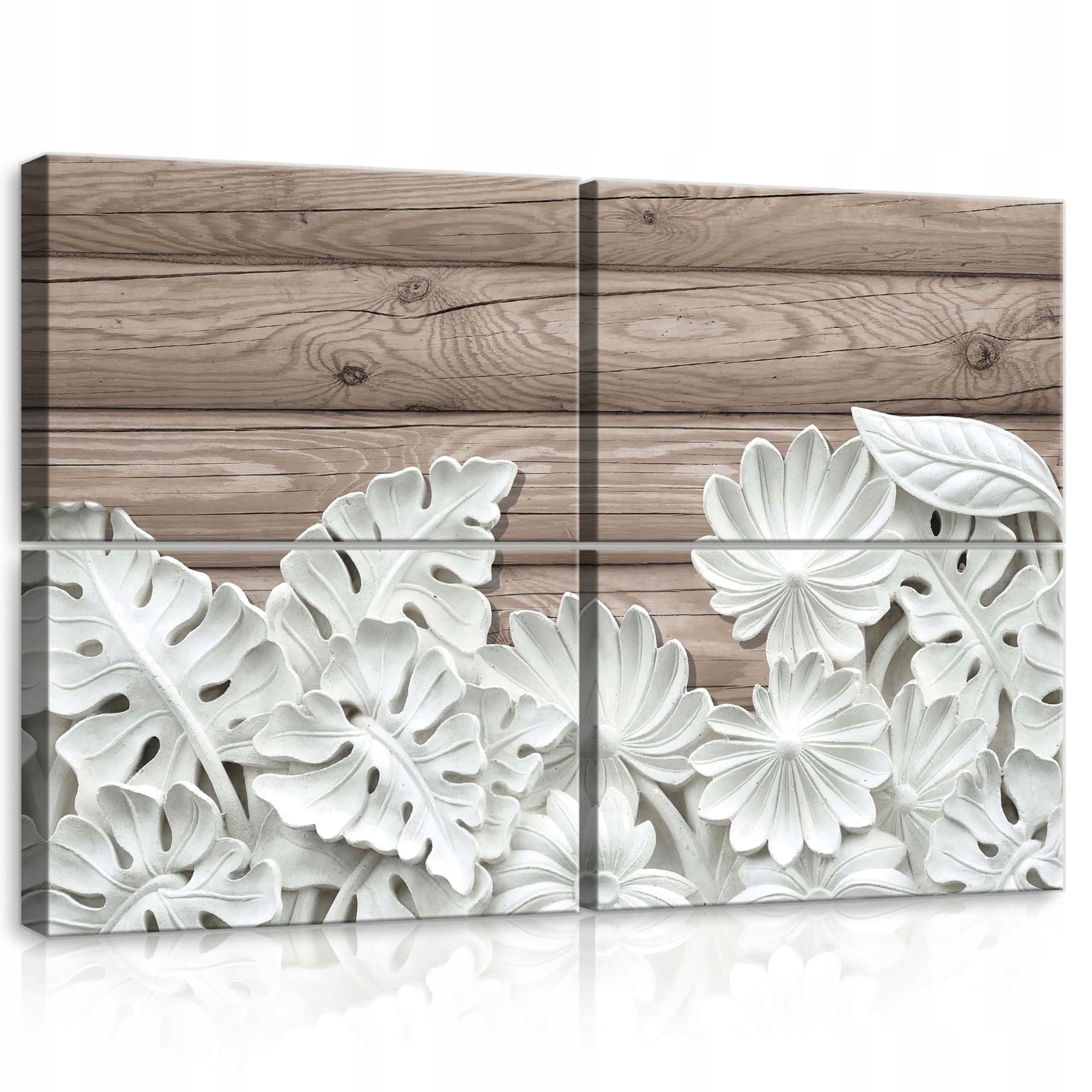 Obraz 120x80 modulárny polyp bez rámu kvety reliéfne drevo príroda