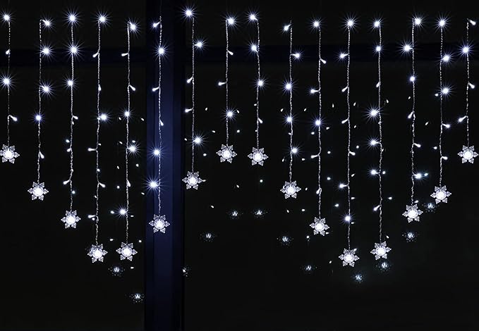 BLOOMWIN Kurtyna Girlanda Świetlna Świąteczne Lampki 2x1M 104LED IP44 — miniatura 10