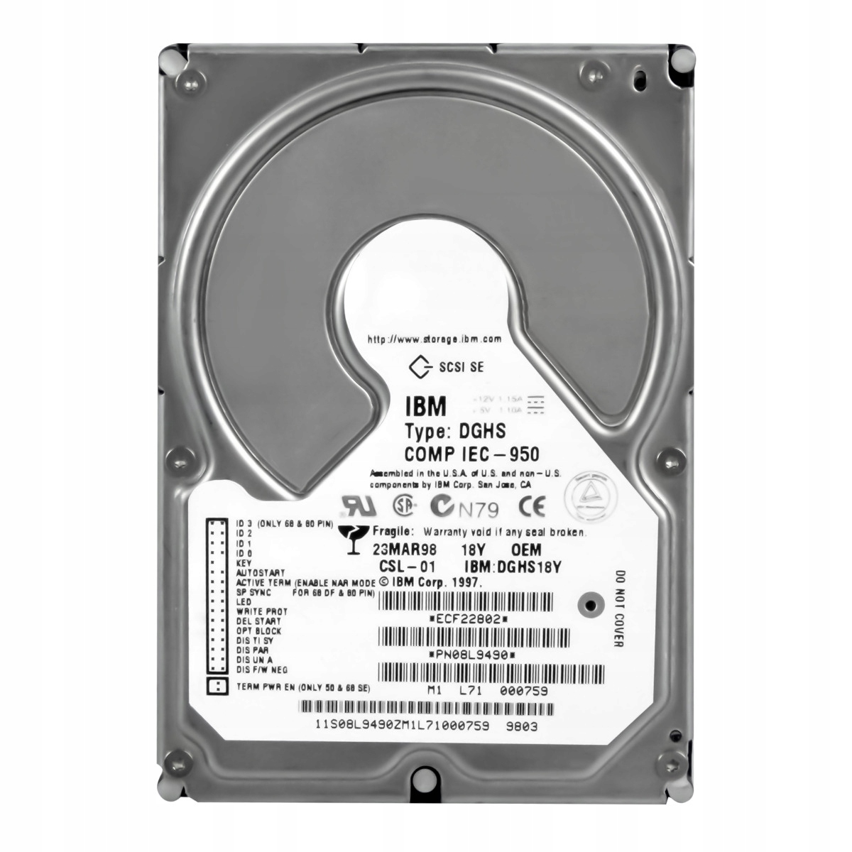 Ibm 08L9490 18.2GB 7.2K Scsi 80-PIN 3.5'' Hh DGHS18Y