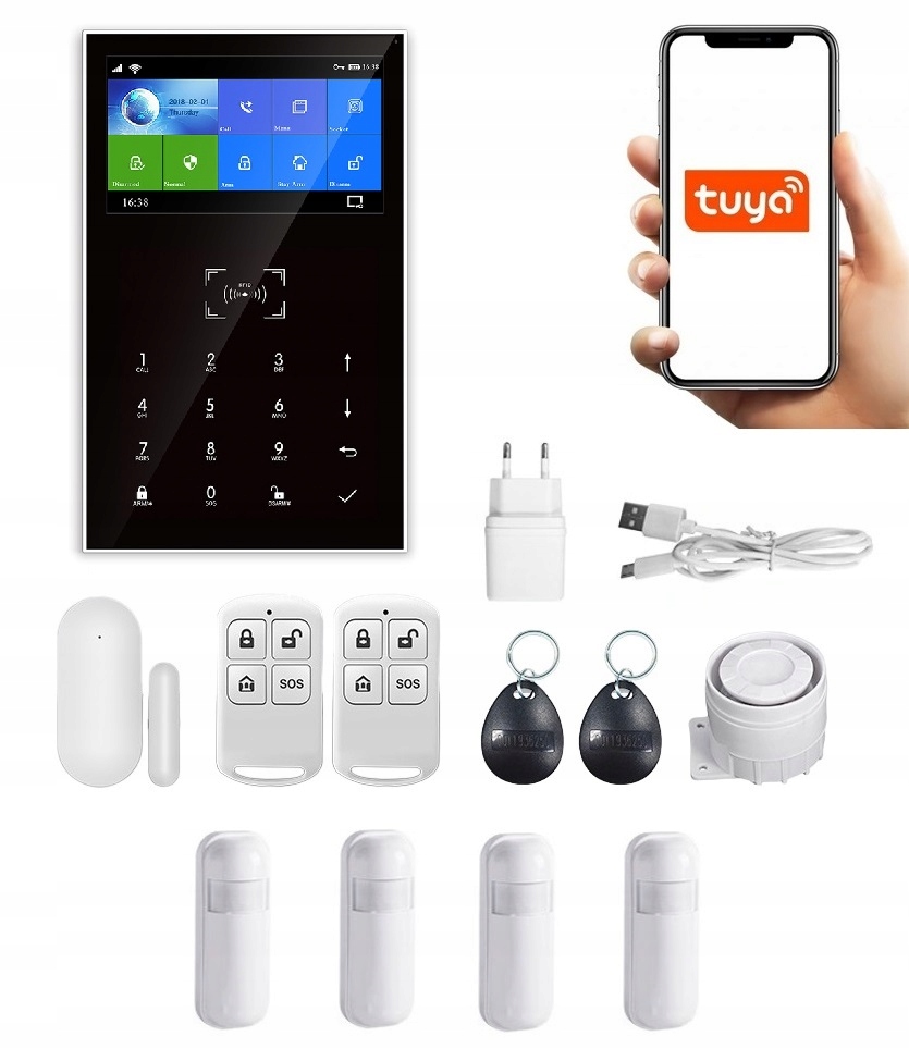 Bezdrôtový LCD Alarm 4.3" Gsm WiFi Tuya Smart V Poľštine 4xPIR