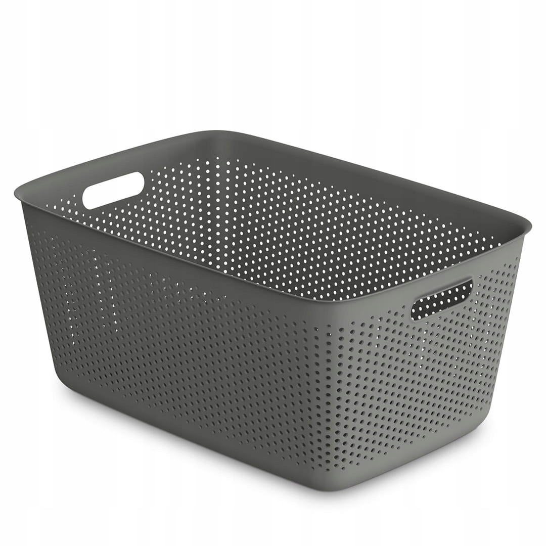 Kosz na pranie pojemnik 45 L plastikowy szary ażurowy 58×39,5×26,5 cm