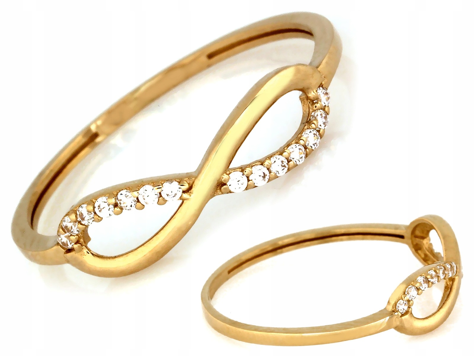 Zlatý prstýnek 585 s nekonečnem r12 a bílými zirkony 1.42 g