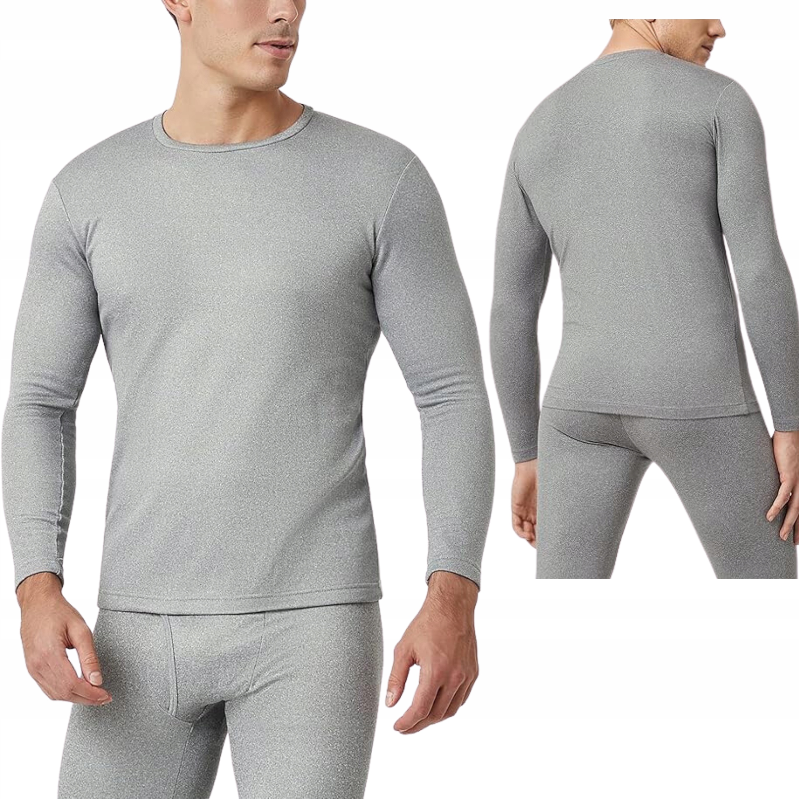 Koszulka MĘSKA termoaktywna Podkoszulek OCIEPLANY BAWEŁNA jasny XL/XXL