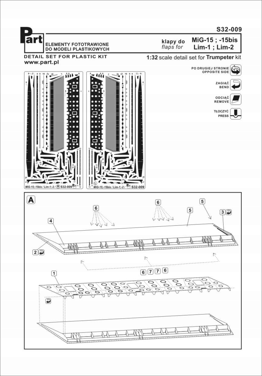 Part S32-009 1/32 MiG-15 MiG-15 bis klapky (Trumeter)