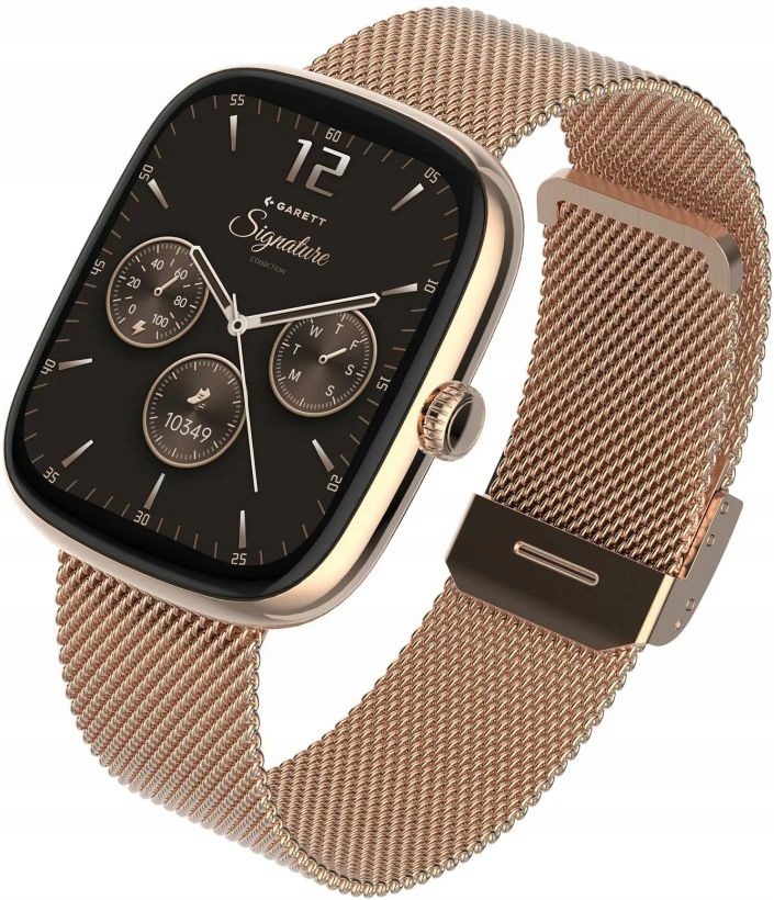 Damski Smartwatch Prostokątny Garett Różowozłoty Slim Flow Zestaw