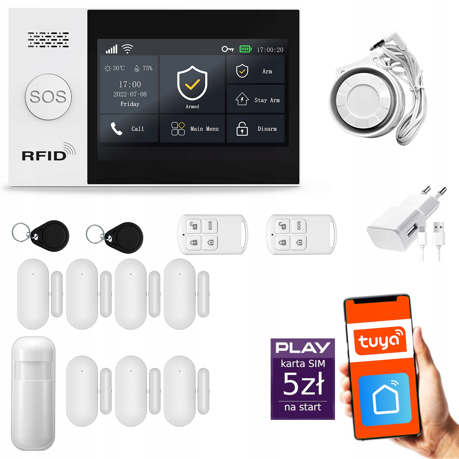 Bezdrôtový alarm Gsm WiFi s aplikáciou Tuya, sada Huxgo HXA007