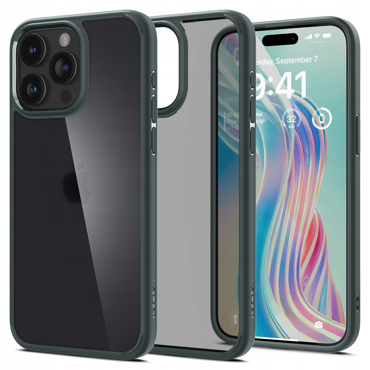 Pouzdro Ultra Hybrid pro iPhone 15 Pro tmavě zelené