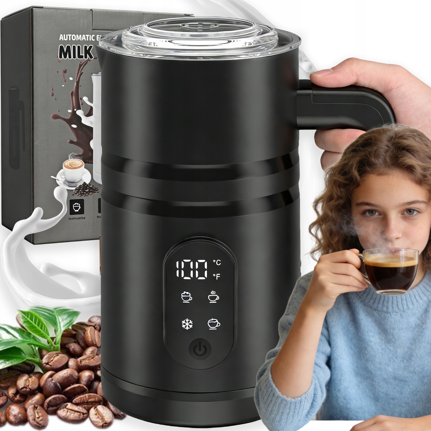 Elektrický Napěňovač Kávového Mléka 4V1 S Regulací Teploty 400 W 350 ML